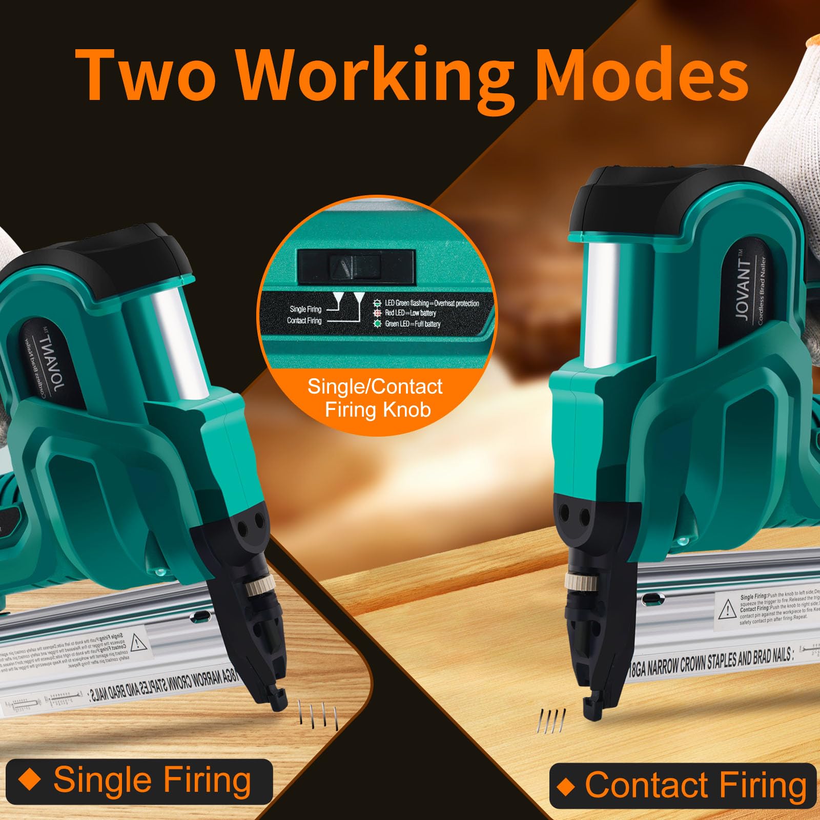 **Jovant 18GA Cordless Brad Nailer & Staple Gun Kit with 2 Max Batteries, Charger, 2240pcs 2
