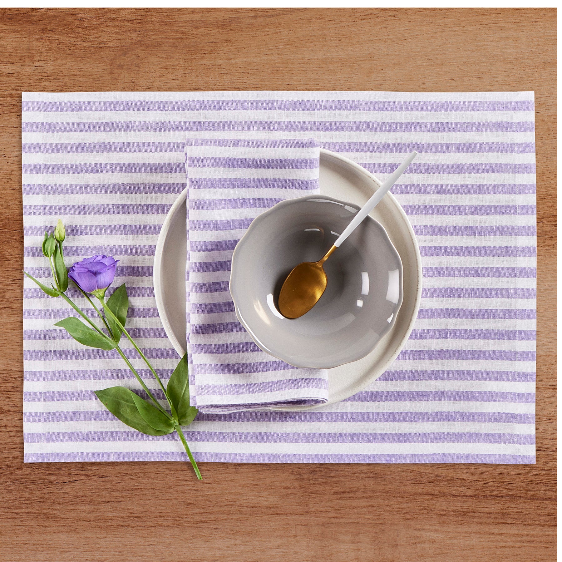 Amalfi Stripe Cotton Placemats Set of 6 - Waterproof & Washable Table Mats for Dining, Kitchen, and Party Decor - Elegant Italian-Inspired Table Setting Accessories