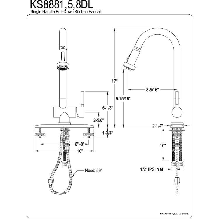 Concord Oil Rubbed Bronze Single Handle Pull Down Sprayer Kitchen Faucet KS8885DL - Perfect for Modern Farmhouse & Industrial Style Kitchens