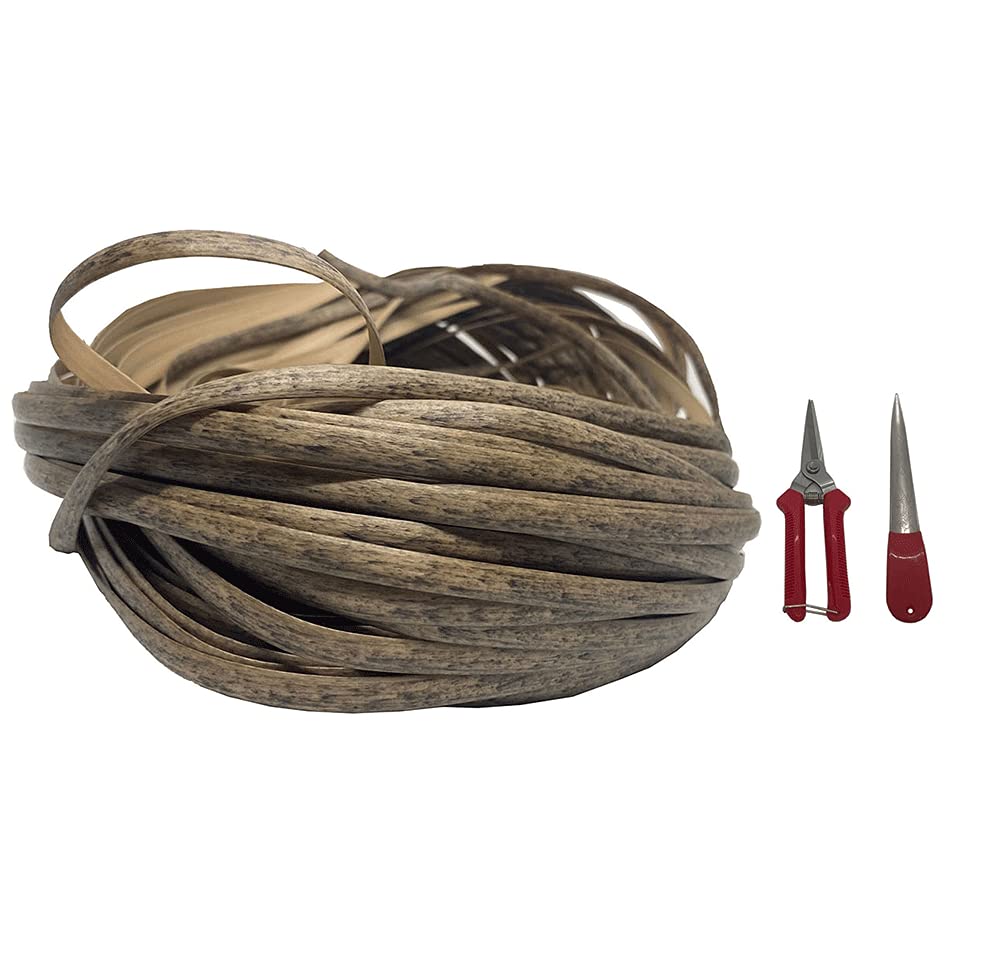 Premium Brown Rattan Repair Kit with Wicker & Knitting Tools - DIY Furniture Restoration for Chairs, Tables, Patio Sets - Light Wood Grain Weaving Material for Home & Garden Decor