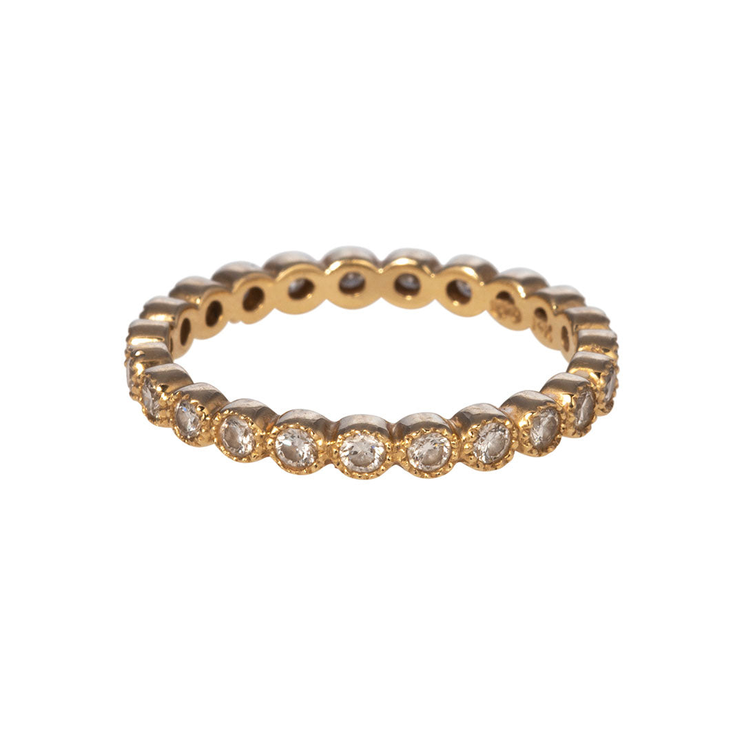 0.50 Carat Diamond Bezel Milgrain 14K Yellow Gold Eternity Wedding Band - Perfect for Anniversary Gifts & Bridal Jewelry