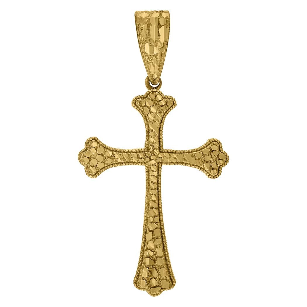 10K Gold DC Men's Cross Pendant Necklace - 53.4mm Height x 28.1mm Width Religious Jewelry Gift for Him | Perfect for Baptism, Confirmation & Daily Wear