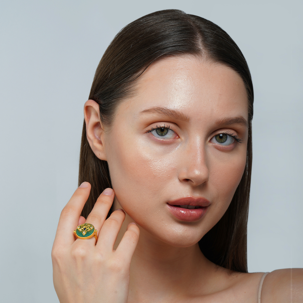 Elegant Green Onyx Statement Ring for Women | Handcrafted Jewelry | Perfect for Parties, Weddings & Special Occasions
