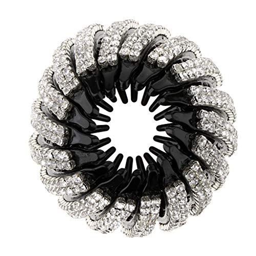 SM SunniMix Women's Crystal Hair Clip & Clamp - Double Row Donut Bun Maker, Braid & Ponytail Holder for Hair Styling | Perfect for Weddings, Parties & Everyday Use