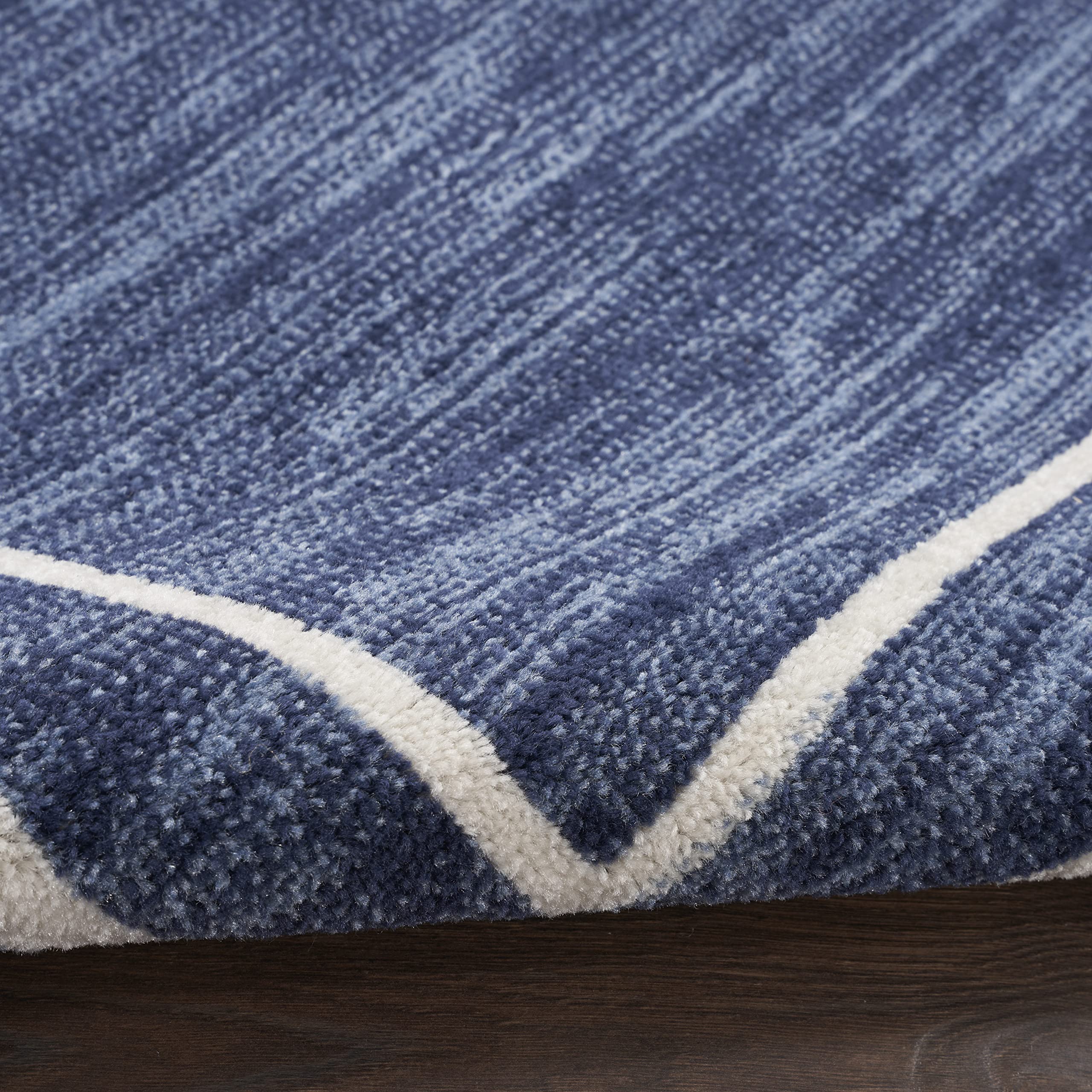 Nourison Essentials 5' x 7' Navy/Ivory Contemporary Area Rug - Soft Polypropylene Indoor Rug for Living Room, Bedroom & Office