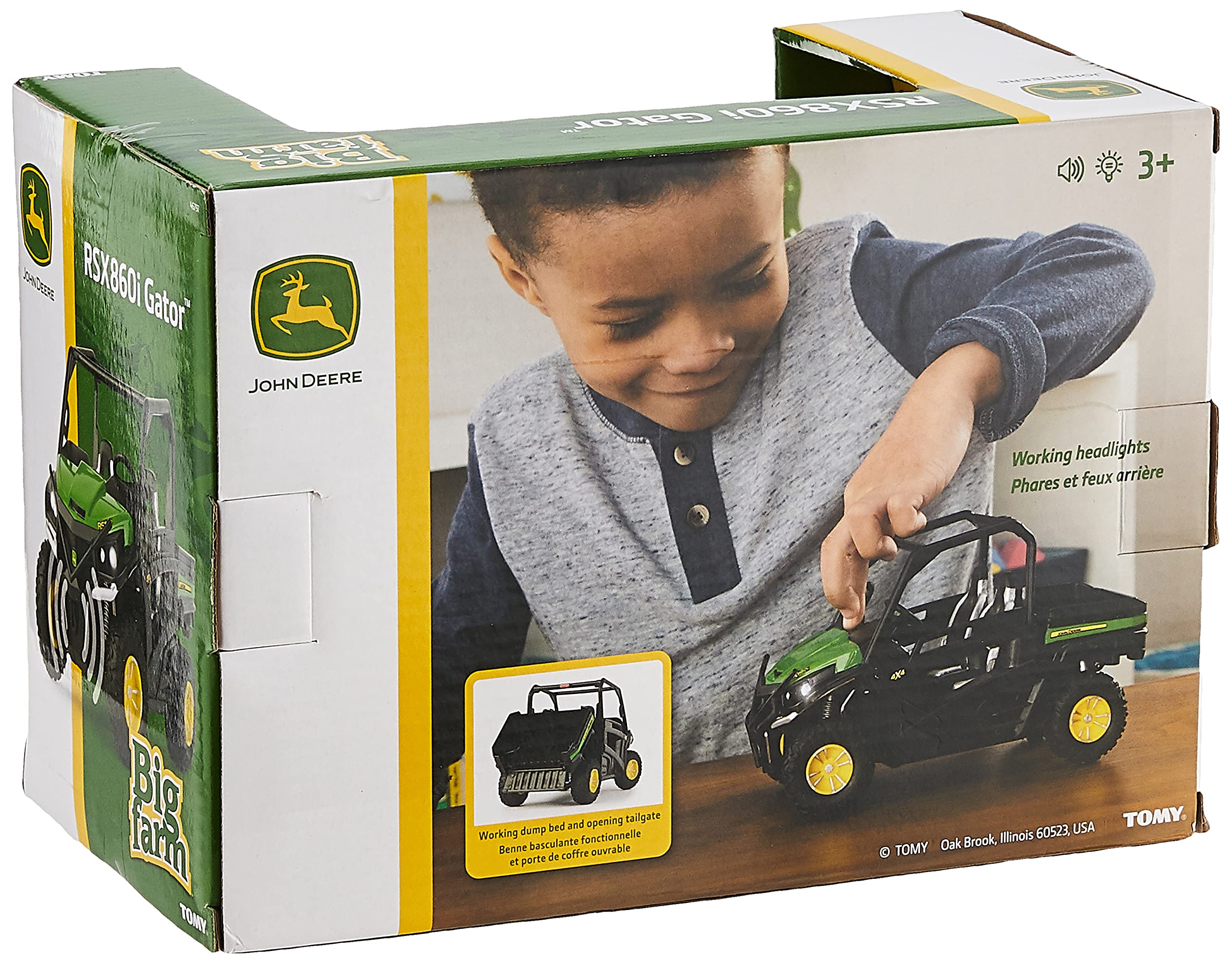 John Deere Big Farm Lights & Sounds Gator RSX 860i - 1:16 Scale Die-Cast Tractor Toy with Realistic Features - Green Educational Toy for Kids Ages 3+ | Perfect for Pretend Play, Farm-Themed Birthday Gifts & Early Learning Activities
