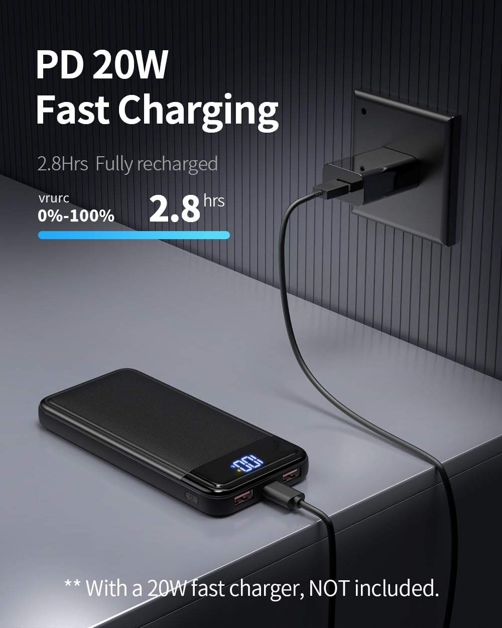 13800mAh Ultra Slim 22.5W PD3.0 QC4.0 Fast Charging Power Bank with LCD Display | USB-C Input/Output Portable Charger for iPhone 15/14/13, Samsung Galaxy S23/S22, iPad & Tablets | Perfect for Travel, Camping & Emergency Power Backup