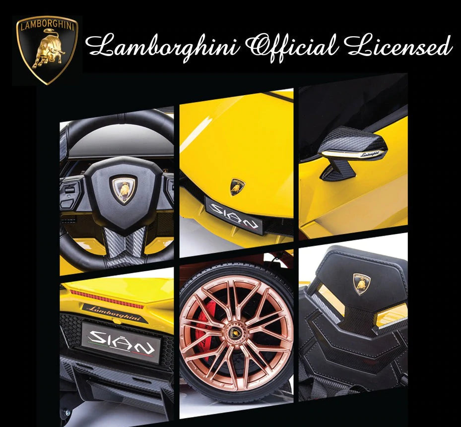 Lamborghini Sian 12V Ride-On Car for Kids - 1 Seater Electric Toy Vehicle in White - Perfect for Outdoor Play & Birthday Gifts