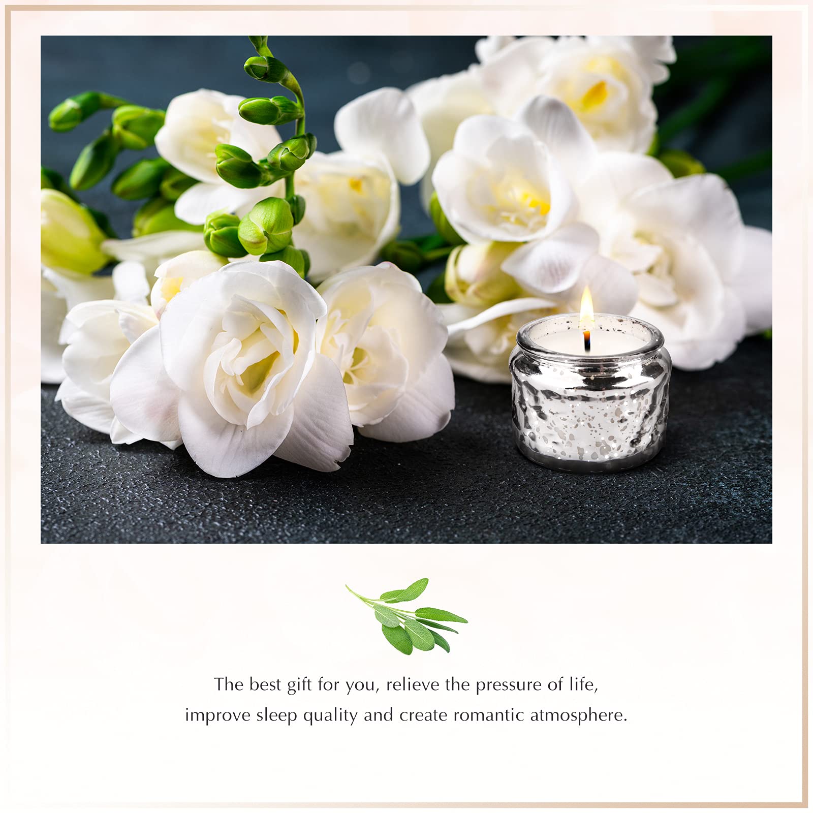 Romantic Sage & Sea Salt Scented Soy Candle with Essential Oils | 100% Natural Smokeless Candle for Sleep & Relaxation | Aromatherapy for Bedroom, Bath & Meditation