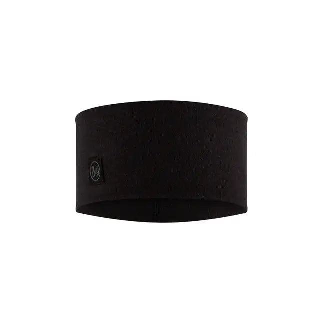 BUFF Merino Wool Wide Headband - Solid Black for Running, Hiking & Outdoor Activities