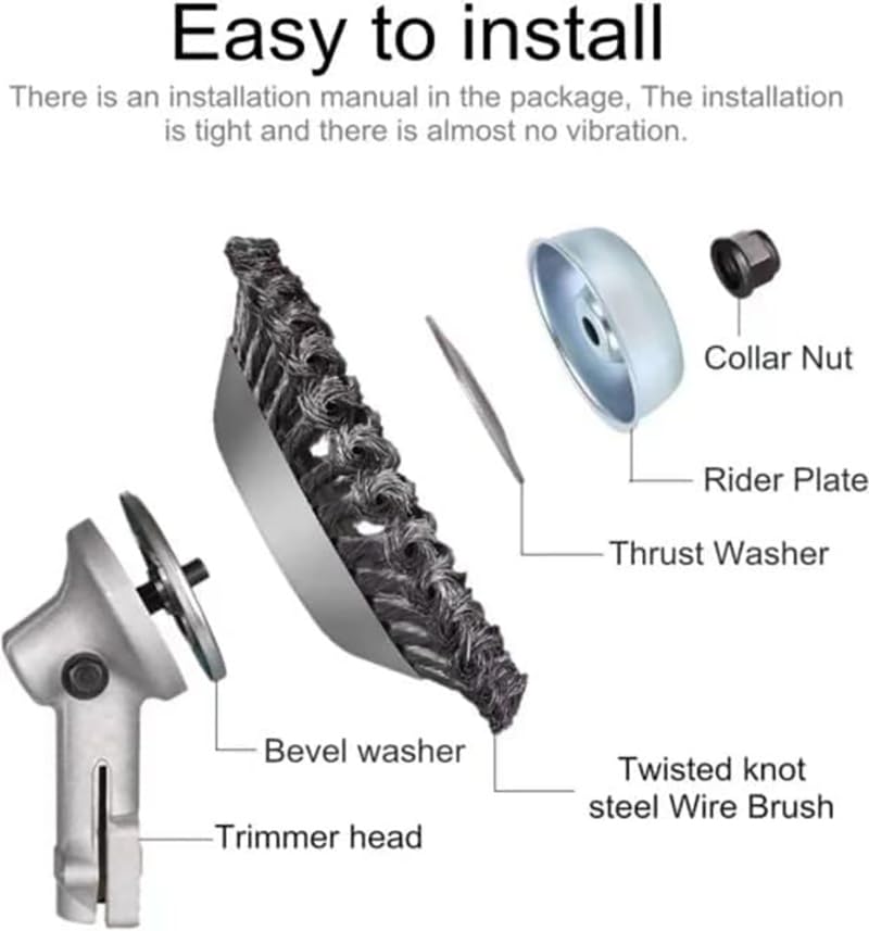 8 Inch Steel Wire Cutter Trimmer Head - Durable Unbreakable Lawn Mower Replacement Blade for Weed Eater - Rust Removal & Cleaning Brush Tool - Perfect for Yard Maintenance & Garden Weed Control