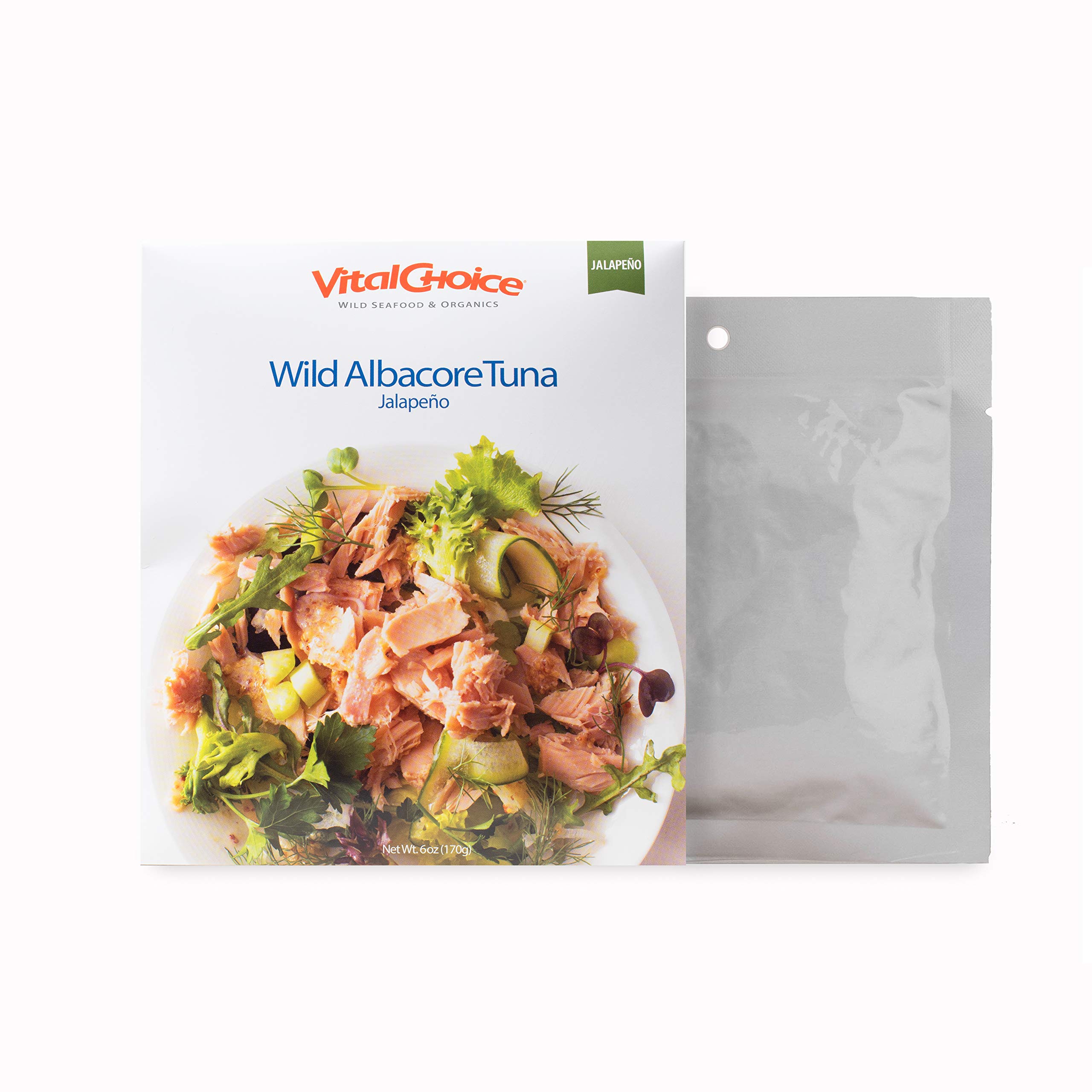 Vital Choice Wild Albacore Tuna in Jalapeño Flavor - 6 oz Pouches (Pack of 6) | High Protein, Mercury Tested | Perfect for Keto, Paleo & On-the-Go Meals