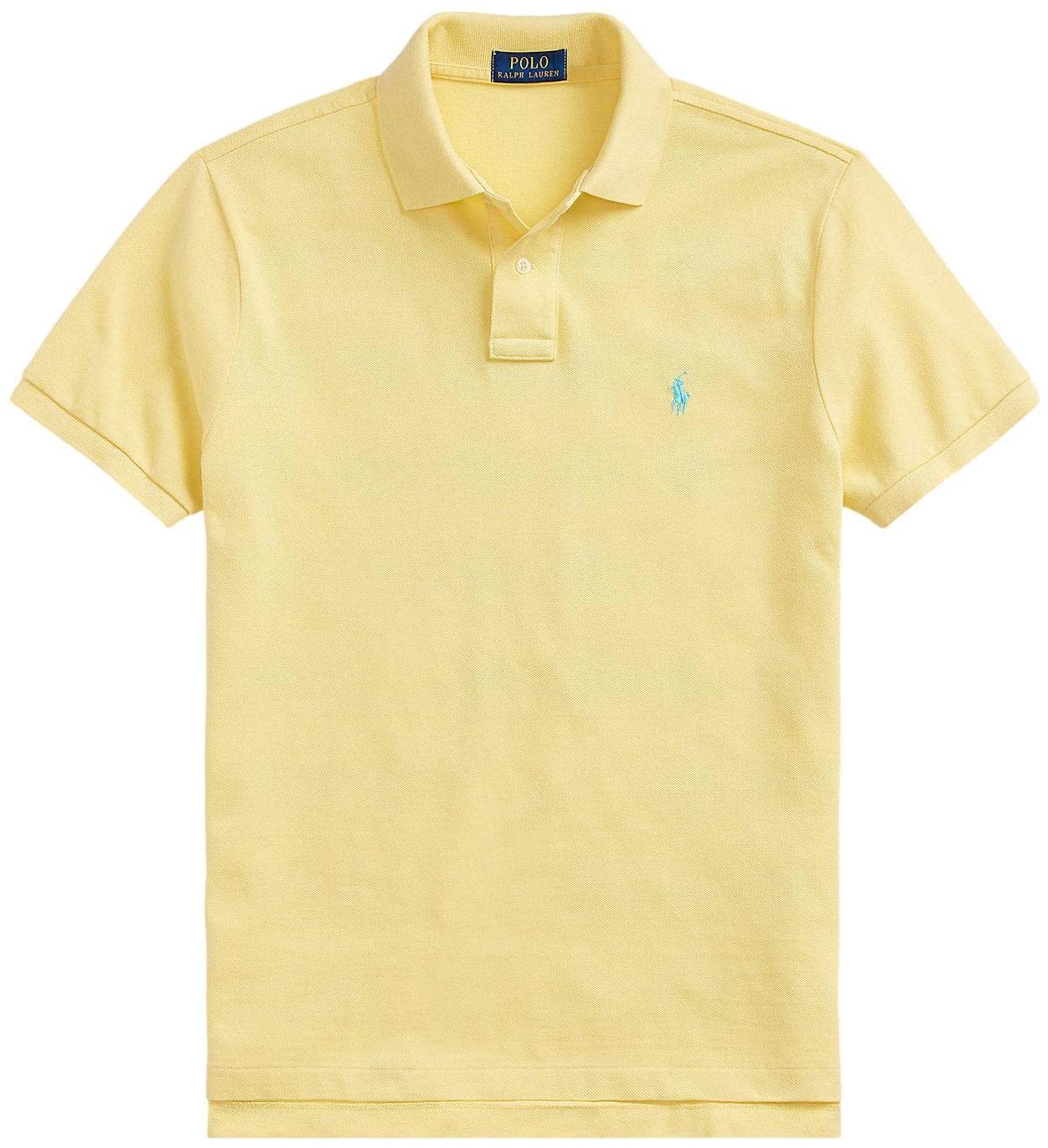 Ralph Lauren Men's Classic Fit Mesh Pony Logo Polo Shirt - Medium, Corn Yellow | Breathable Cotton Casual Shirt for Golf, Office & Summer Outings