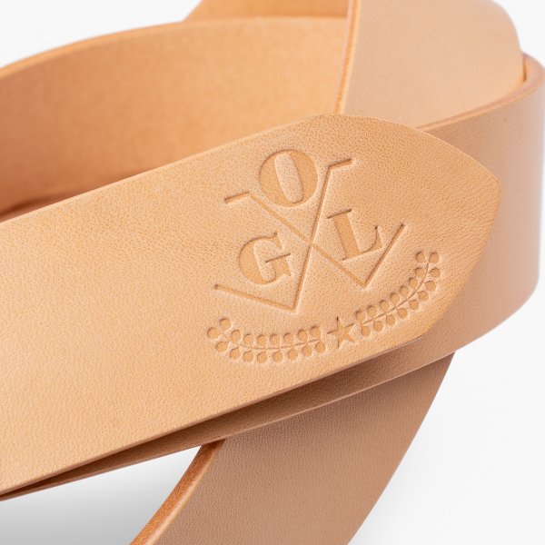 OGL Double Prong Garrison Buckle Leather Belt - Genuine Natural Leather for Men - Perfect for Casual Wear, Work & Outdoor Activities