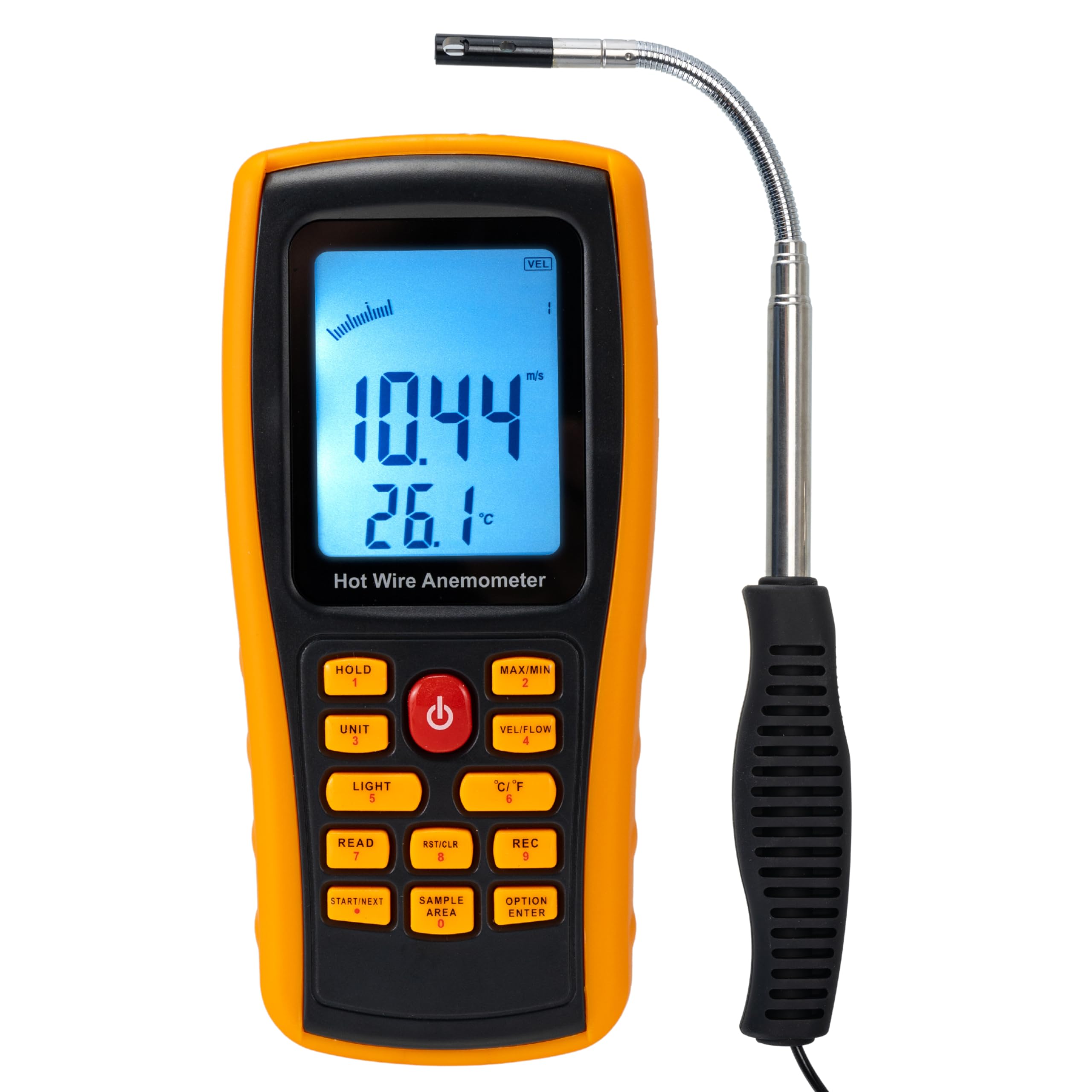 Digital Anemometer - Handheld CFM Meter for Air Flow Velocity, Temperature & Wind Speed Measurement | HVAC Airflow Testing with Backlit LCD & Telescopic Probe | Perfect for Ductwork, Ventilation & Indoor Air Quality Monitoring