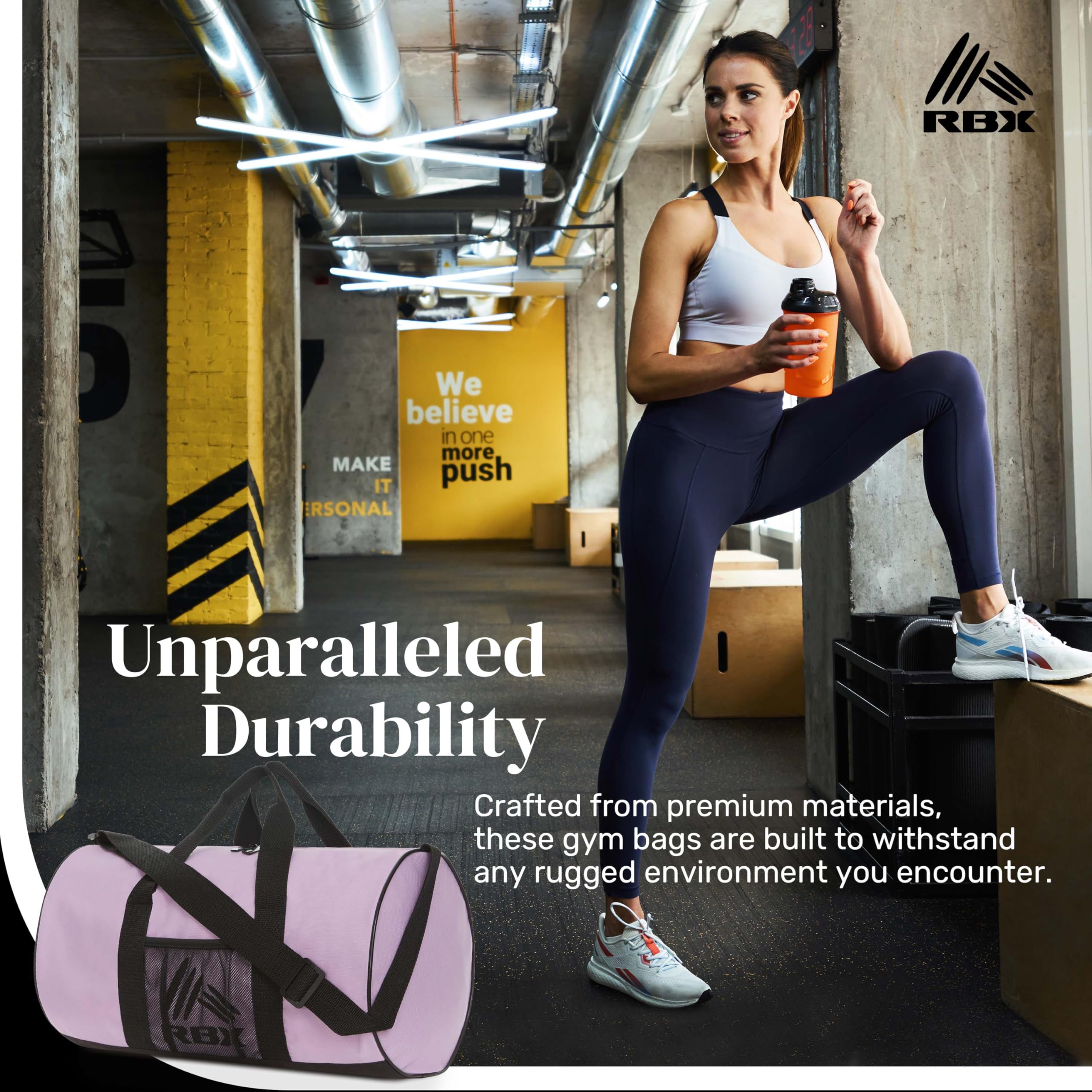 RBX Men's & Women's Small Duffle Gym Bag - Lightweight Travel Sports Duffel for Camping, Weekend Trips, Carry-On & Overnight Stay - Perfect for Workouts, Yoga, Beach & Air Travel with Adjustable Shoulder Strap