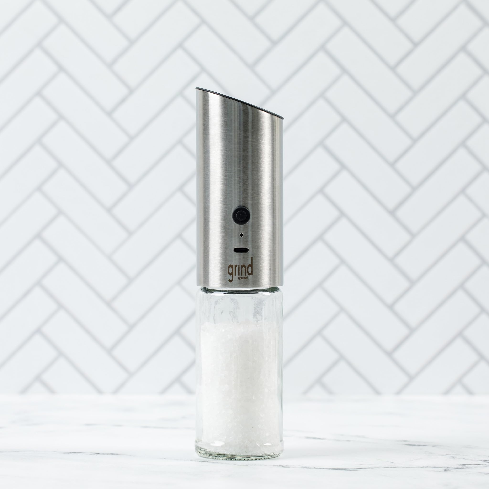 Premium Automatic Electric Salt & Pepper Grinder Mill - USB Rechargeable, Adjustable Coarseness, One-Hand Operation, Stainless Steel - Perfect for Kitchen, Dining Table & Outdoor Cooking