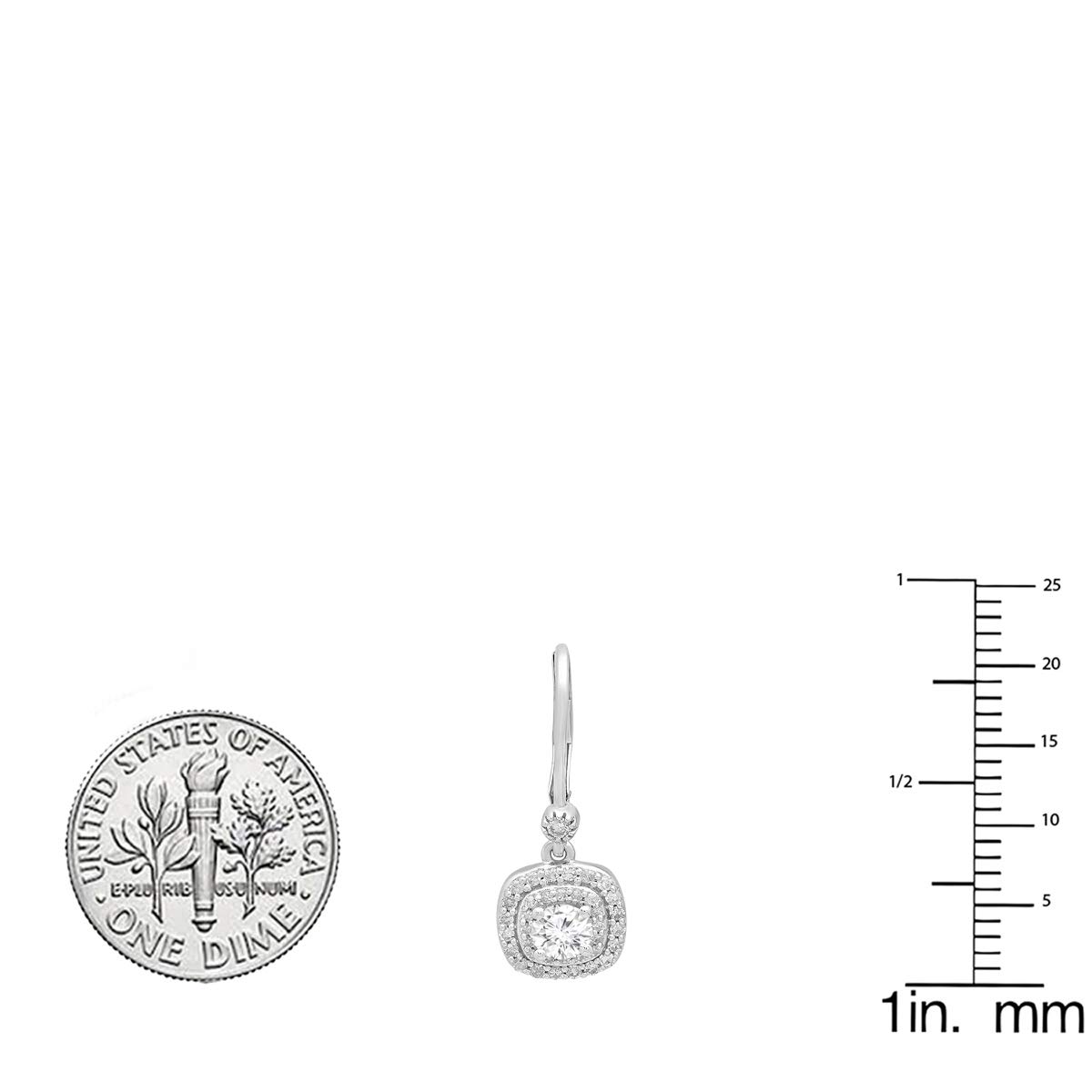 1.05 Cttw 10K White Gold Round Diamond Halo Drop Earrings for Women - Dazzlingrock Collection | Elegant Dangling Earrings for Parties, Weddings & Special Occasions