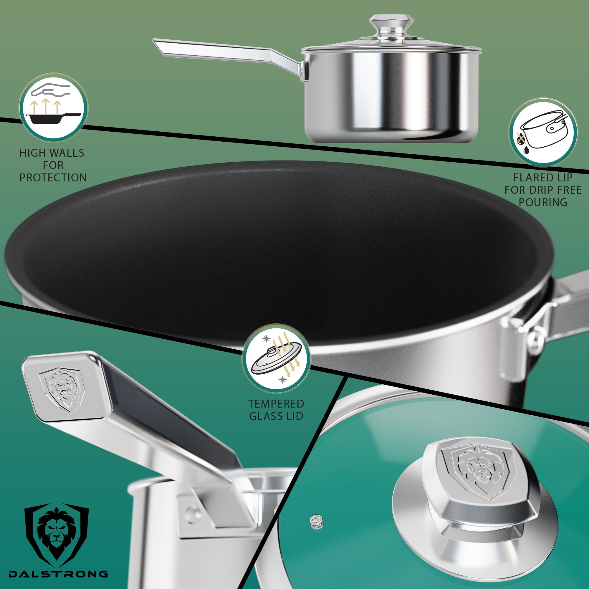 Dalstrong Oberon Series 3 Quart Non-Stick Stock Pot - ETERNA Coating for Even Heat Distribution - Perfect for Soups, Stews & Pasta Cooking