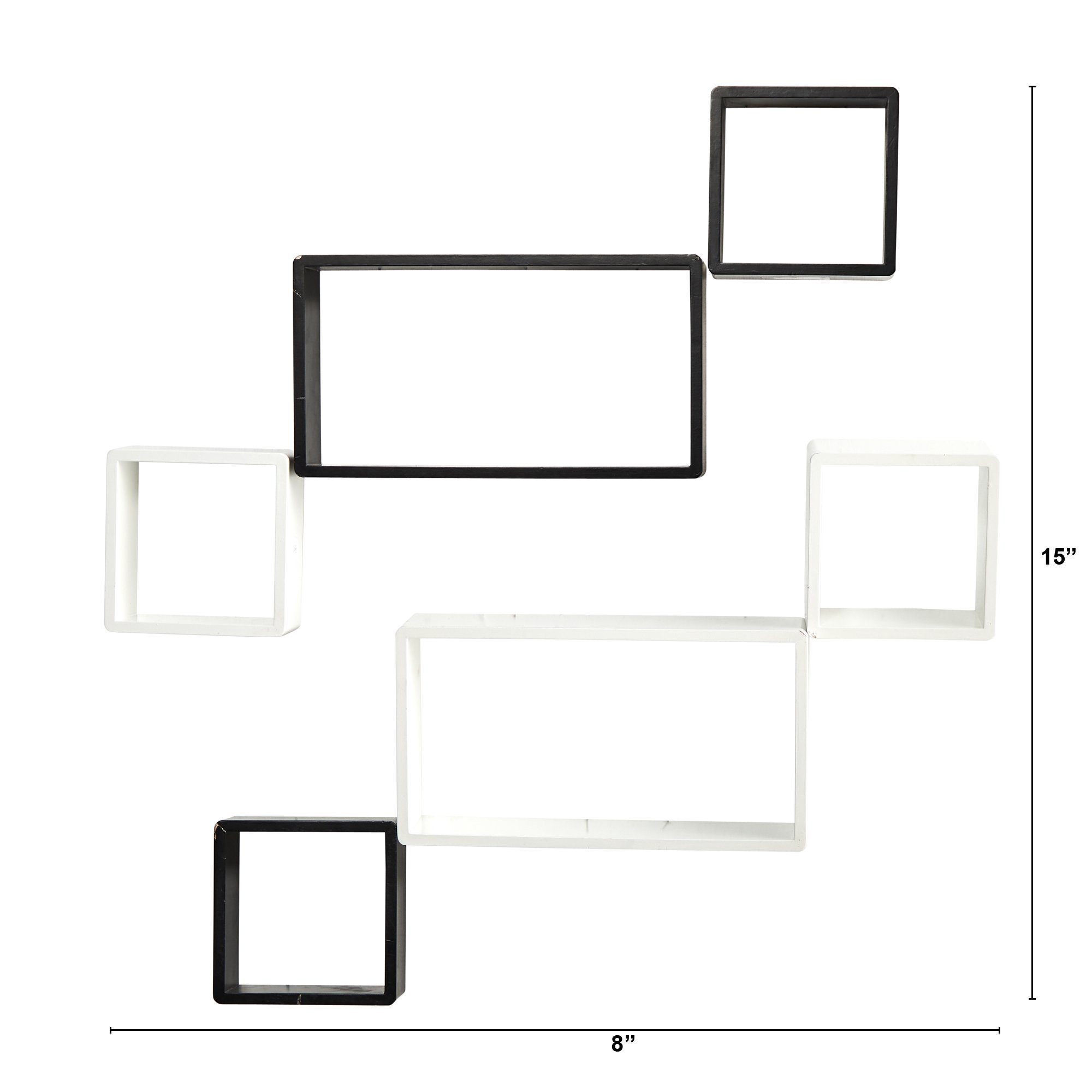 15 Modern Floating Shelves Set of 6 - Wall Mounted Home Decor for Living Room, Bedroom & Office - Perfect for Displaying Photos, Books & Decorative Items