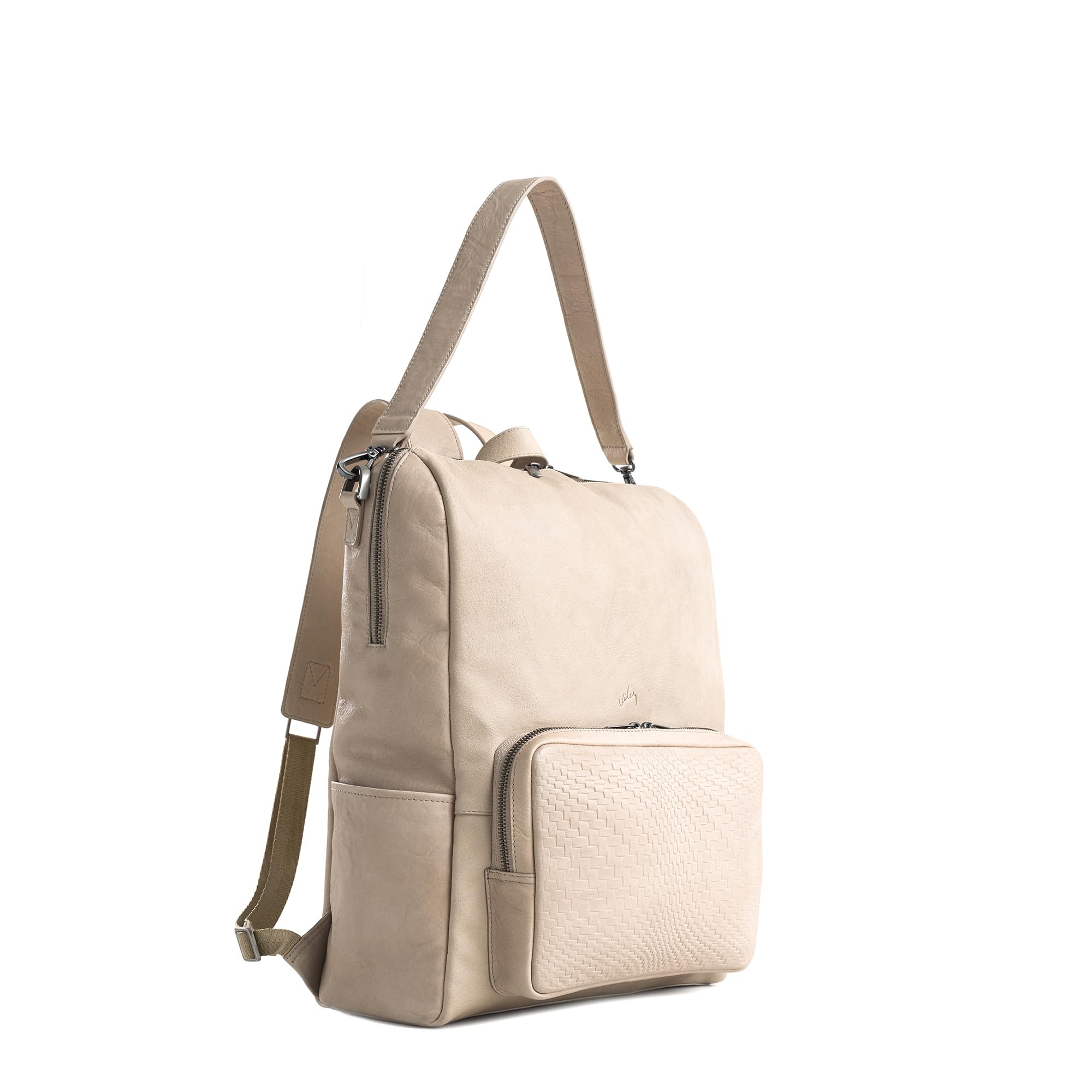 VELEZ Beige Top Grain Leather Mini Backpack for Women - 11 Inch Tablet Laptop Shoulder Bag - Stylish Small Purse for Work, Travel & Daily Use - Fashionable Ladies Backpack Handbag - Perfect for Commuting, Shopping & Weekend Outings