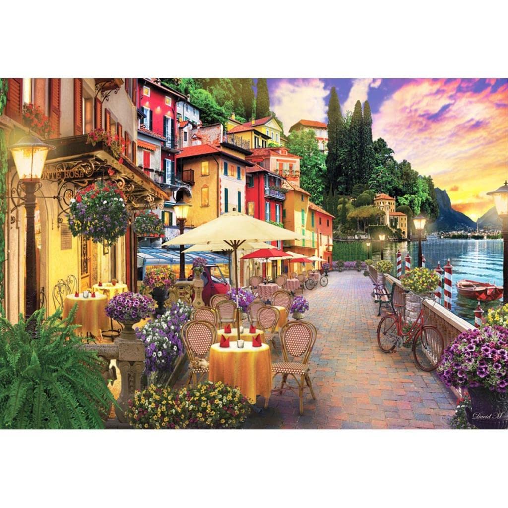 2000 Piece Jigsaw Puzzle - Anatolian Puzzle Lake Como Scenery #3944 | Challenging Adult Puzzle for Home Decor & Family Game Night