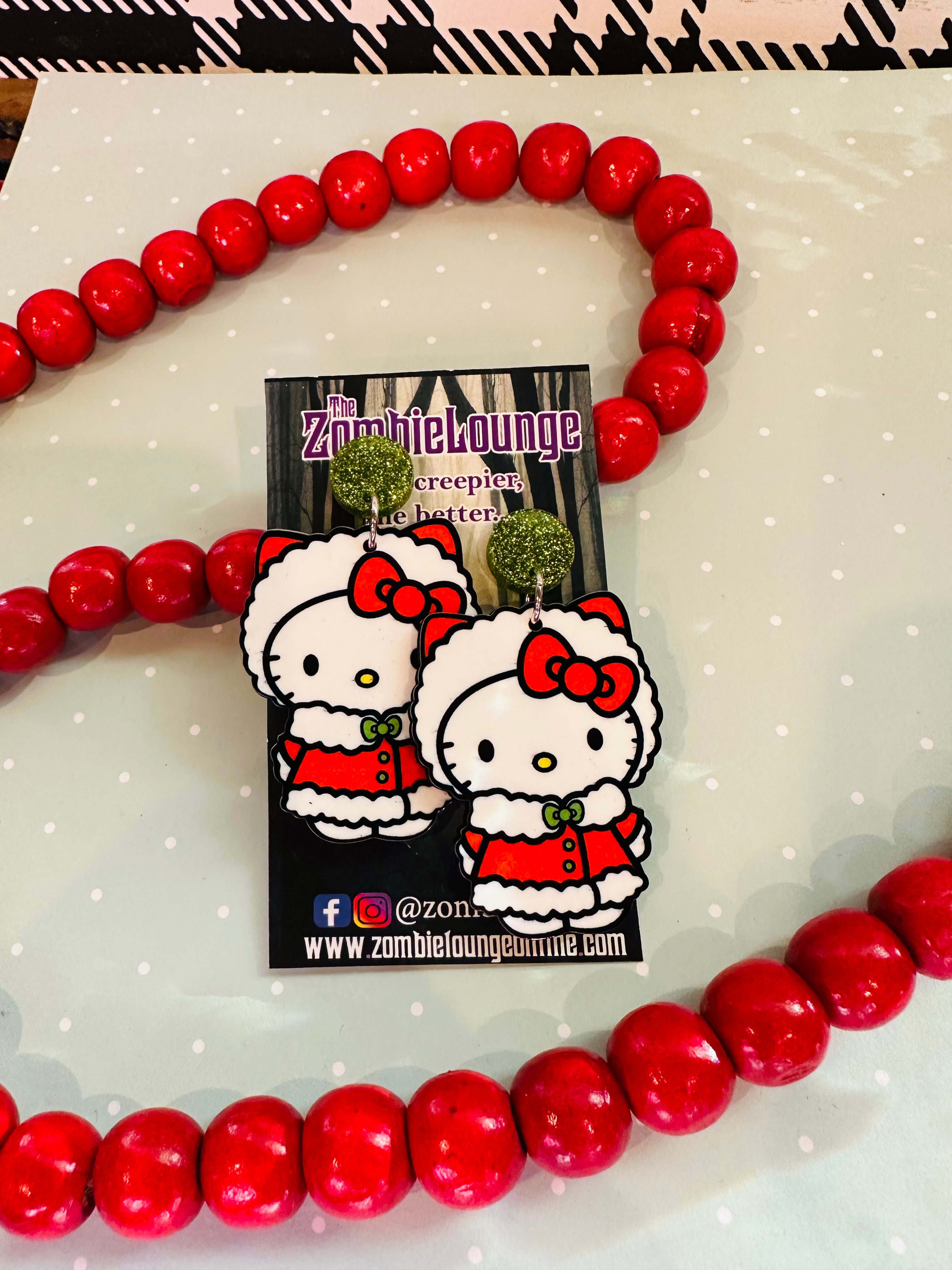 Christmas Kitty Earrings for Women - Cute Cat Stud Earrings for Holiday Gifts, Party & Festive Outfits