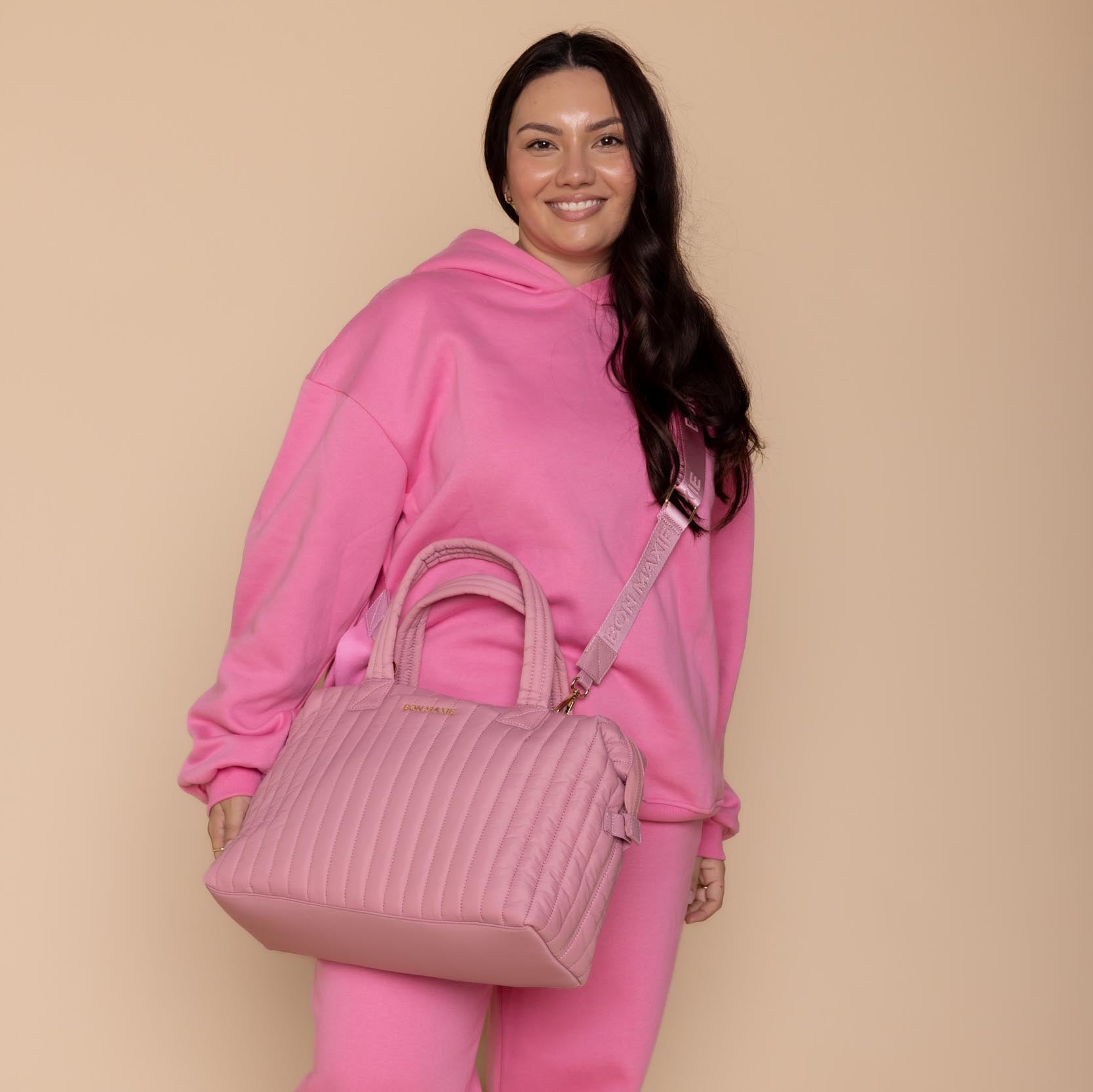 Large Puffy Pillow Crossbody Bag for Women - Soft Rose Pink Shoulder Purse for Everyday Use, Travel & Casual Outings