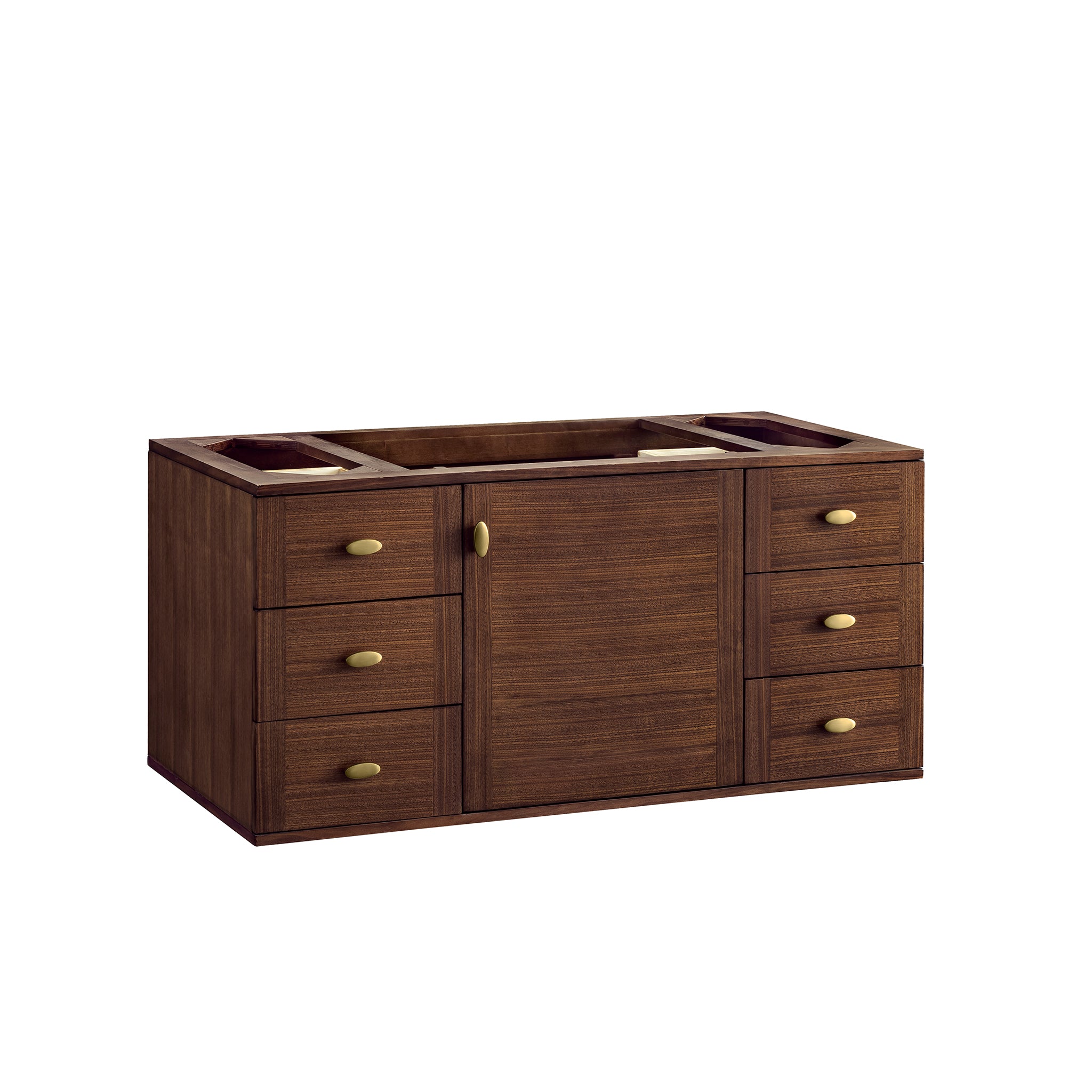 Amberly 48 Inch Single Bathroom Vanity with Sink - Mid Century Modern Walnut Finish for Small Space & Apartment Bathroom Remodel