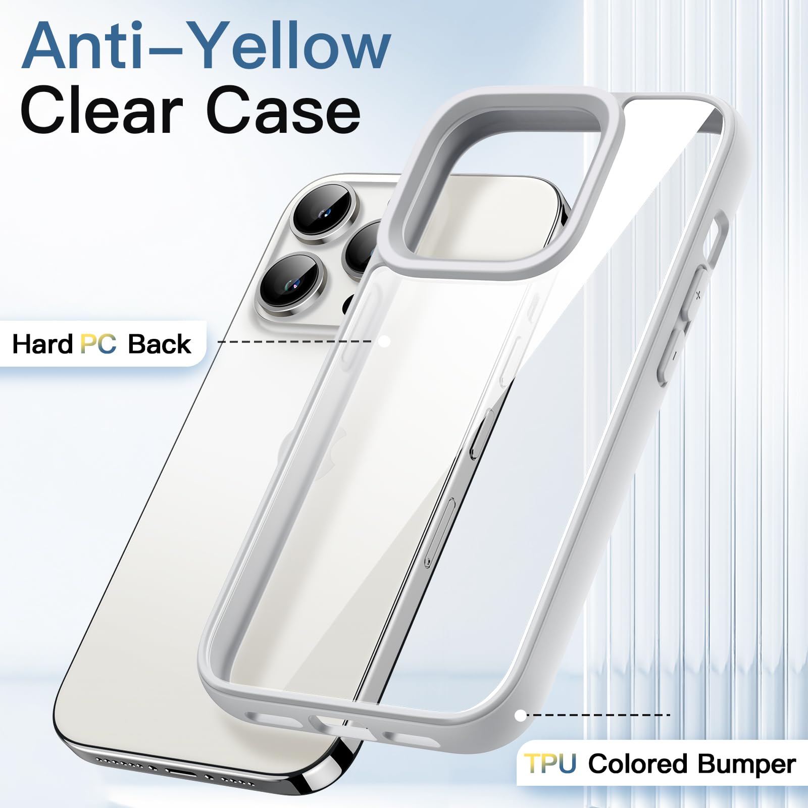 JETech Shockproof Bumper Case for iPhone 13 Pro Max 6.7-Inch - Matte TPU Frame with Anti-Scratch Clear Back (Silver) | Protective Phone Cover for Everyday Use, Work & Outdoor Activities