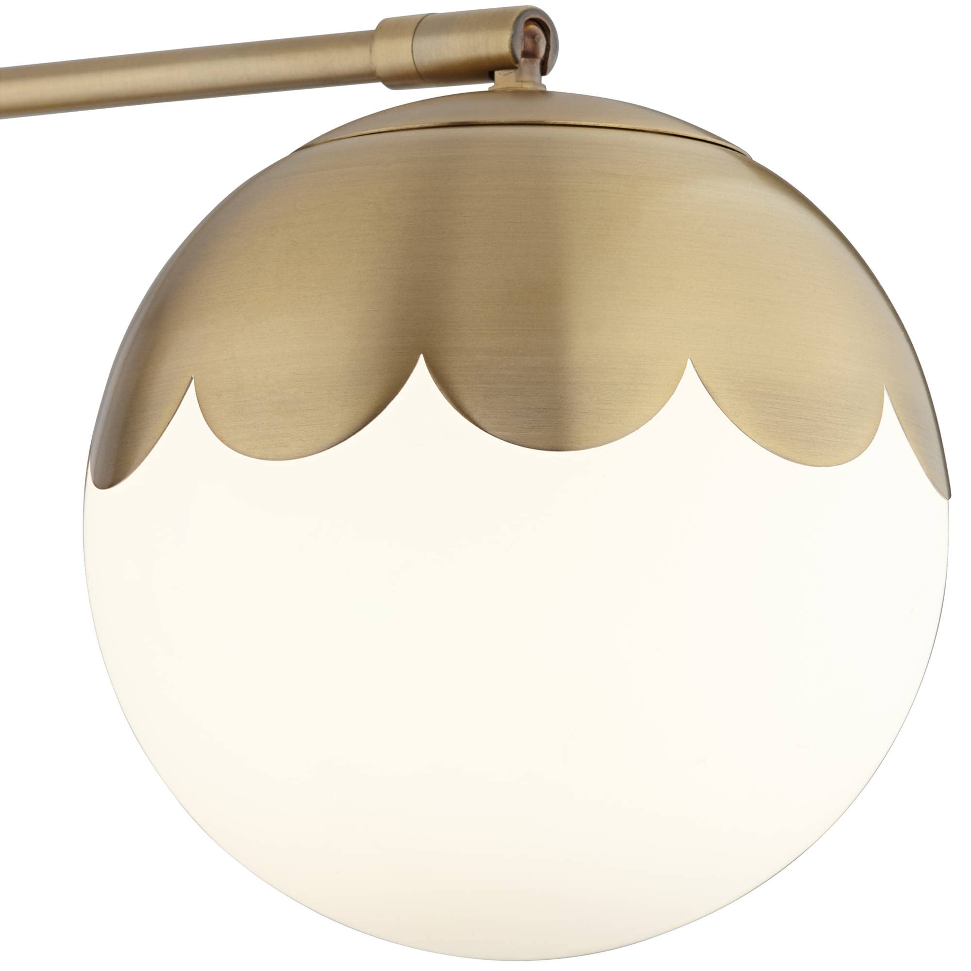 360 Lighting Kelowna Modern Swing Arm Wall Lamps (Set of 2) - Antique Brass Plug-in Wall Sconces with Round Glass Globe Shade - Perfect for Bedroom, Living Room, Hallway & Dining Room Lighting - Ideal for Reading, Bedside & Home Decor