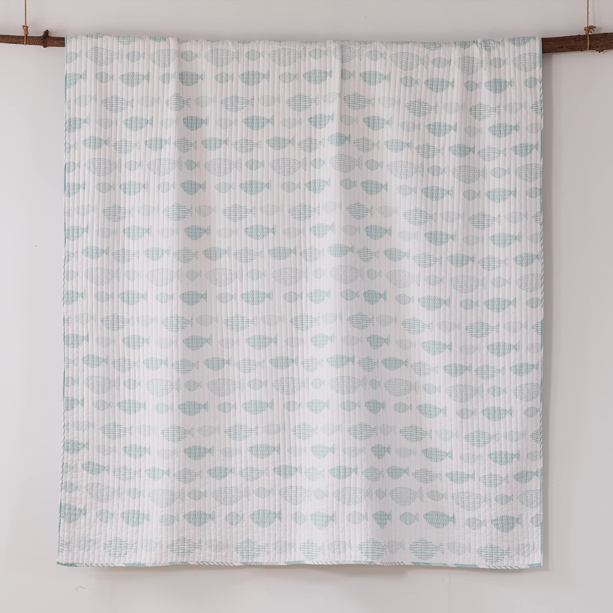 Levtex Home Aqua Breeze King Size Quilt Set - 100% Cotton Blue Animal Print Bedding for Coastal & Boho Bedroom Decor