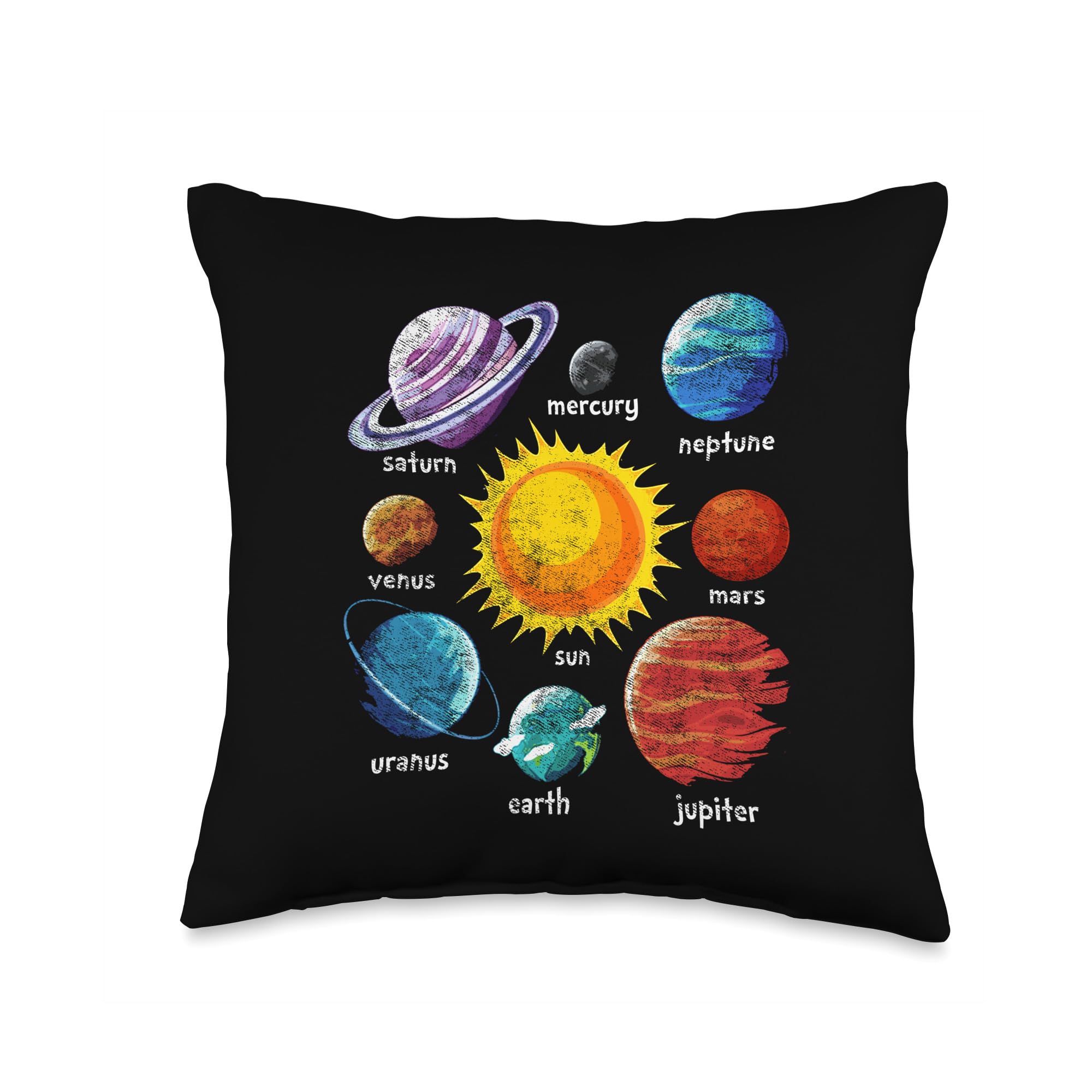 Solar System Throw Pillow - Astronomy Gift with Planets & Sun Design - Perfect for Space Lovers, Home Decor & Classroom Education