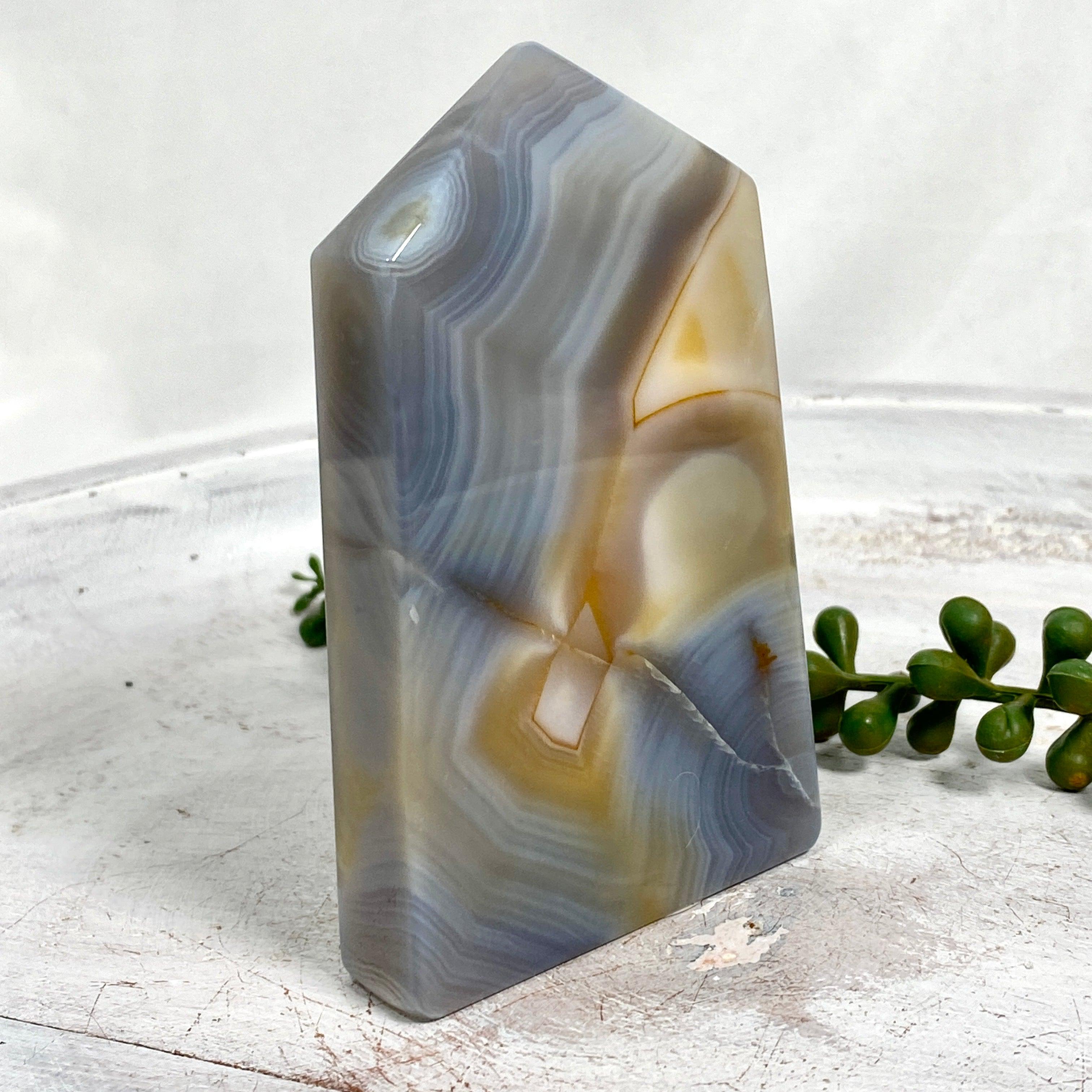 Natural Agate Slab Point ASP 04 - Premium Healing Crystal for Meditation, Home Decor & Energy Work - Perfect for Yoga Spaces, Office Desks & Gift Giving