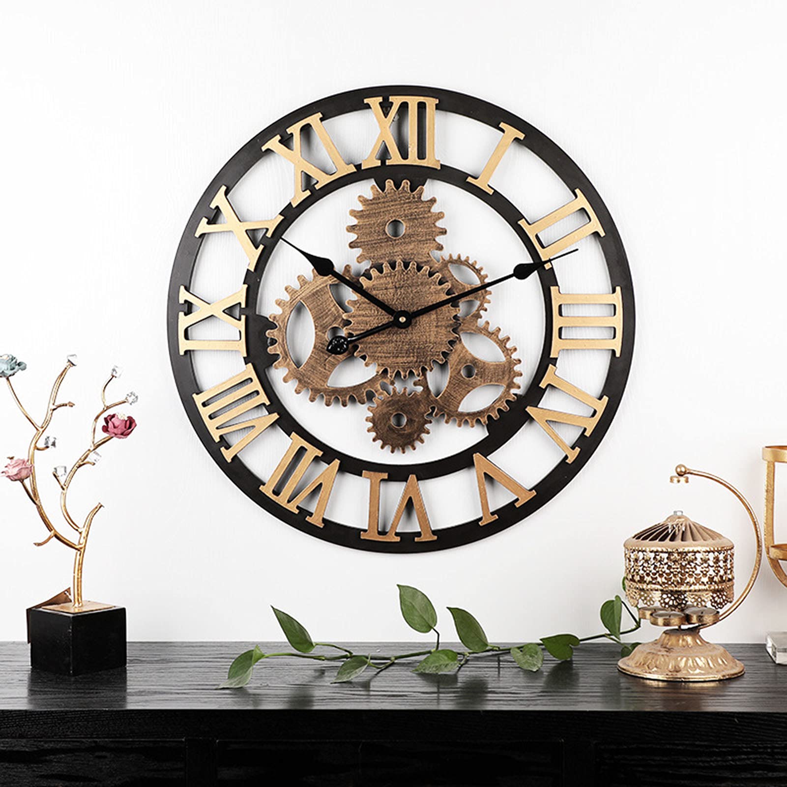 50cm Oversized Retro Gear Outdoor Wall Clock - Waterproof Garden Clock for Patio, Yard & Backyard Decor | Perfect for Outdoor Living Spaces, Farmhouse & Vintage Style Gardens