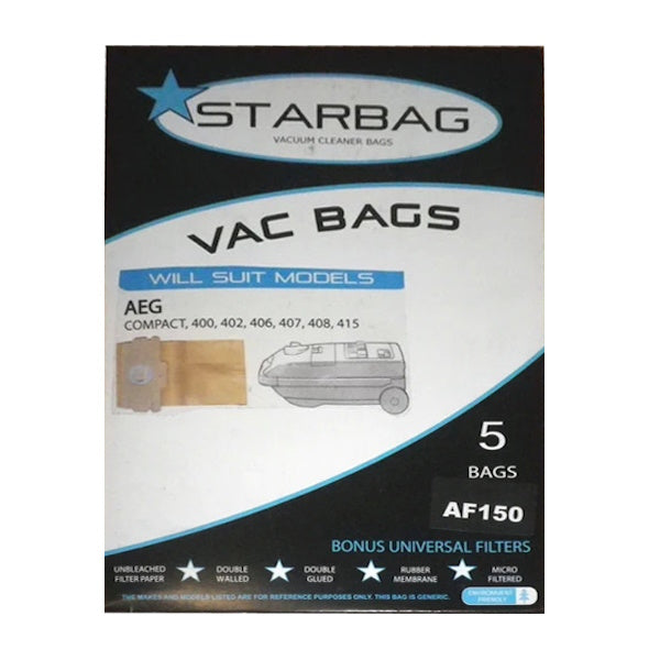 StarBag AF150 Vacuum Cleaner Bags - 10 Pack HEPA Filter Replacement Bags for Efficient Dust Collection - Compatible with Most Vacuum Models - Perfect for Home Cleaning, Pet Hair Removal & Allergies Relief