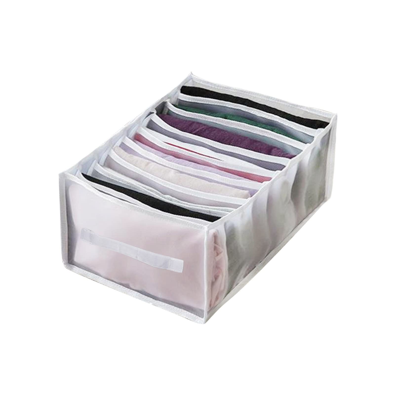 Mesh Drawer Organizer for Pants & Clothes - Seaintheson Multi-Compartment Storage Box | Foldable Fabric Closet Organizer for Home, Office & Travel Use