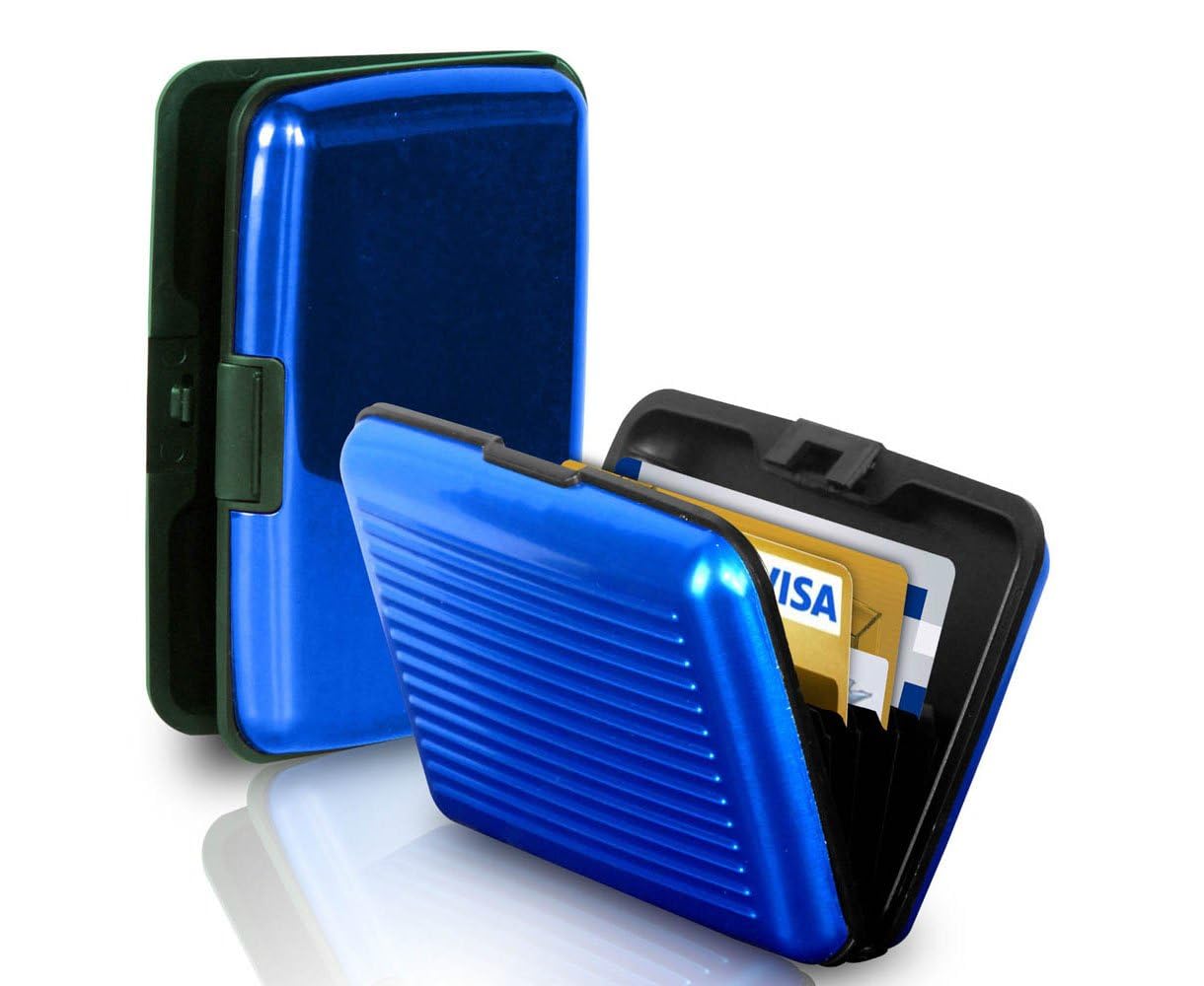 Yueton RFID Credit Card Wallet - 2 Pack for Men & Women - Business Card Holder (Purple, Blue) - Perfect for Travel & Work