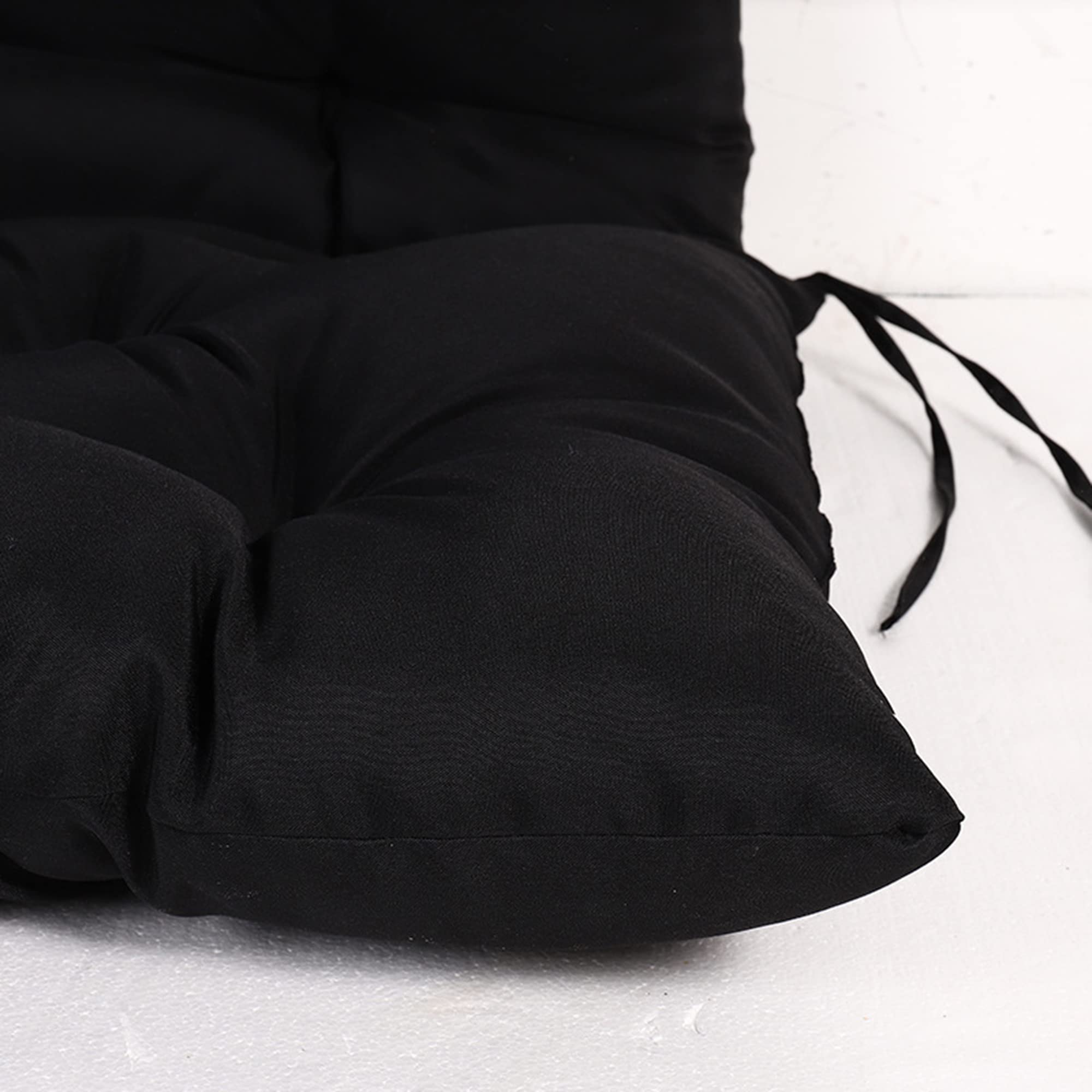 Premium Soft Thick Swing Cushion Replacement - 59x40in Waterproof Bench Pad with Secure Ties for Indoor/Outdoor Use - Perfect for Patio Swings, Hanging Chairs, Floor Tatami & Sofa - Black (Great for Relaxation in Gardens, Balconies and Sunrooms)