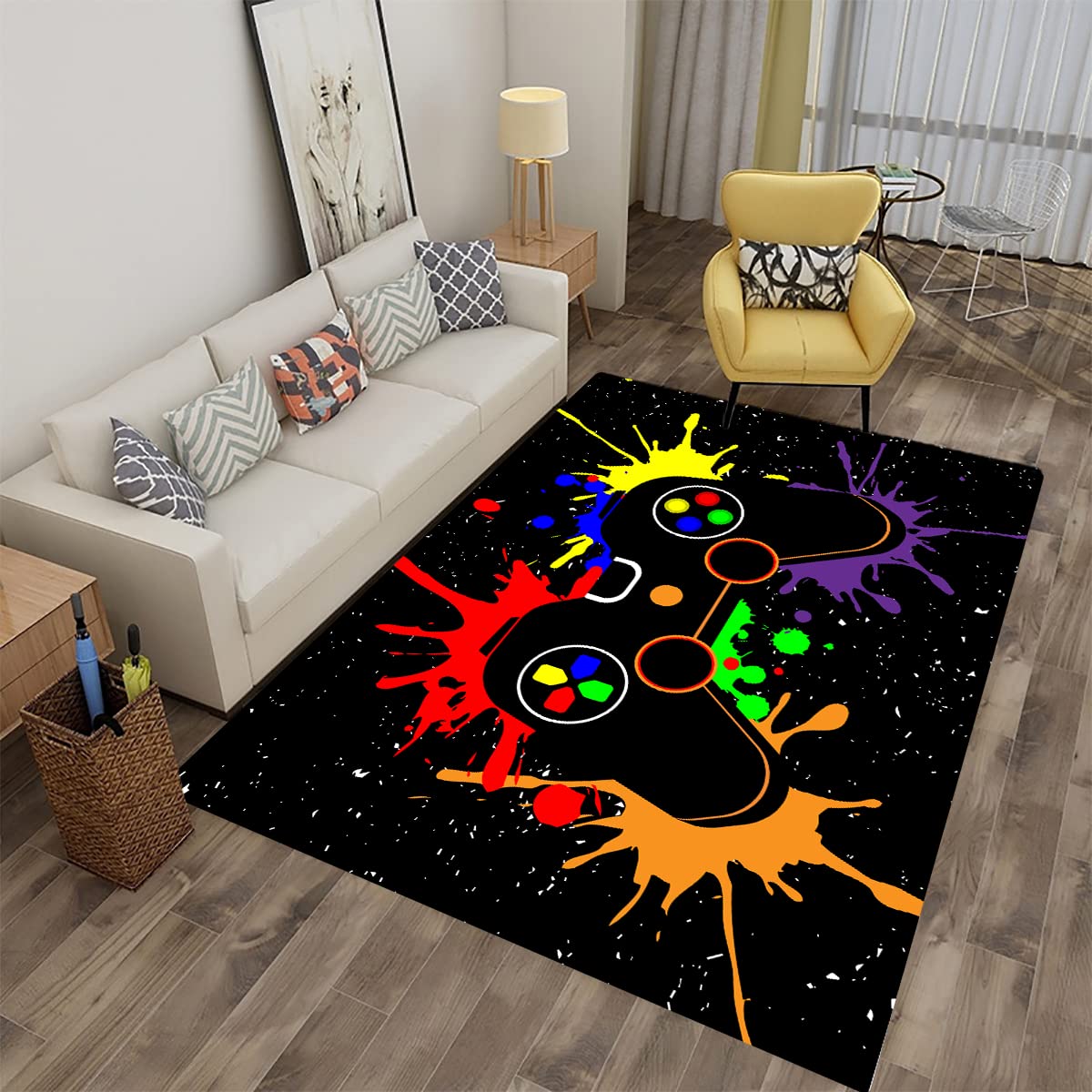 5'x7' Non-Slip Gaming Rug for Boys - Gamer Carpet for Bedroom, Game Room & Living Room Decor (84x60 Inch) - Perfect for Teen Gaming Areas, Esports Enthusiasts & Gamer Room Design