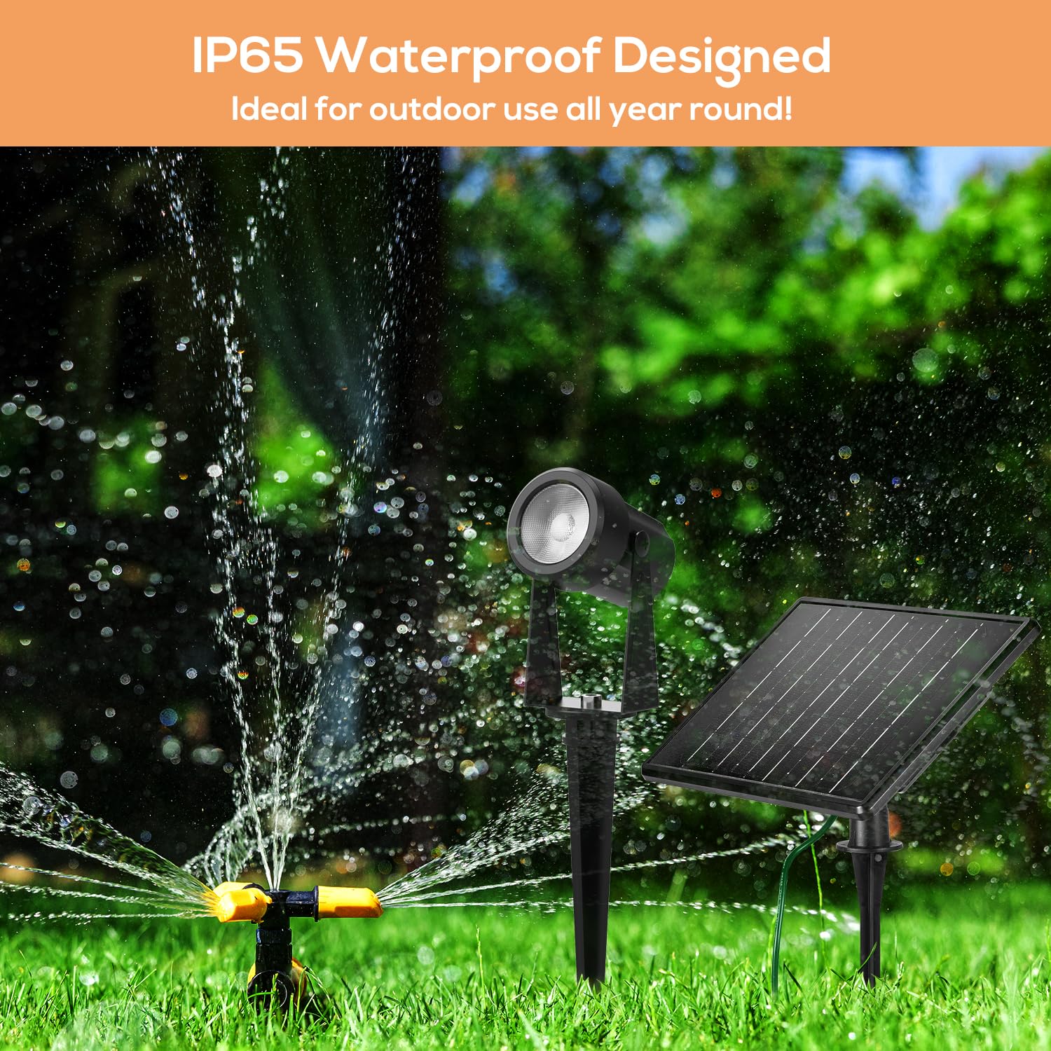 ZYAN Solar Spot Lights Outdoor Waterproof - 4 Pack Warm White LED Landscape Lighting for Yard, Garden, Lawn, Trees & Pool Areas | Auto On/Off, Black Housing | Perfect for Pathway, Patio & Backyard Decor