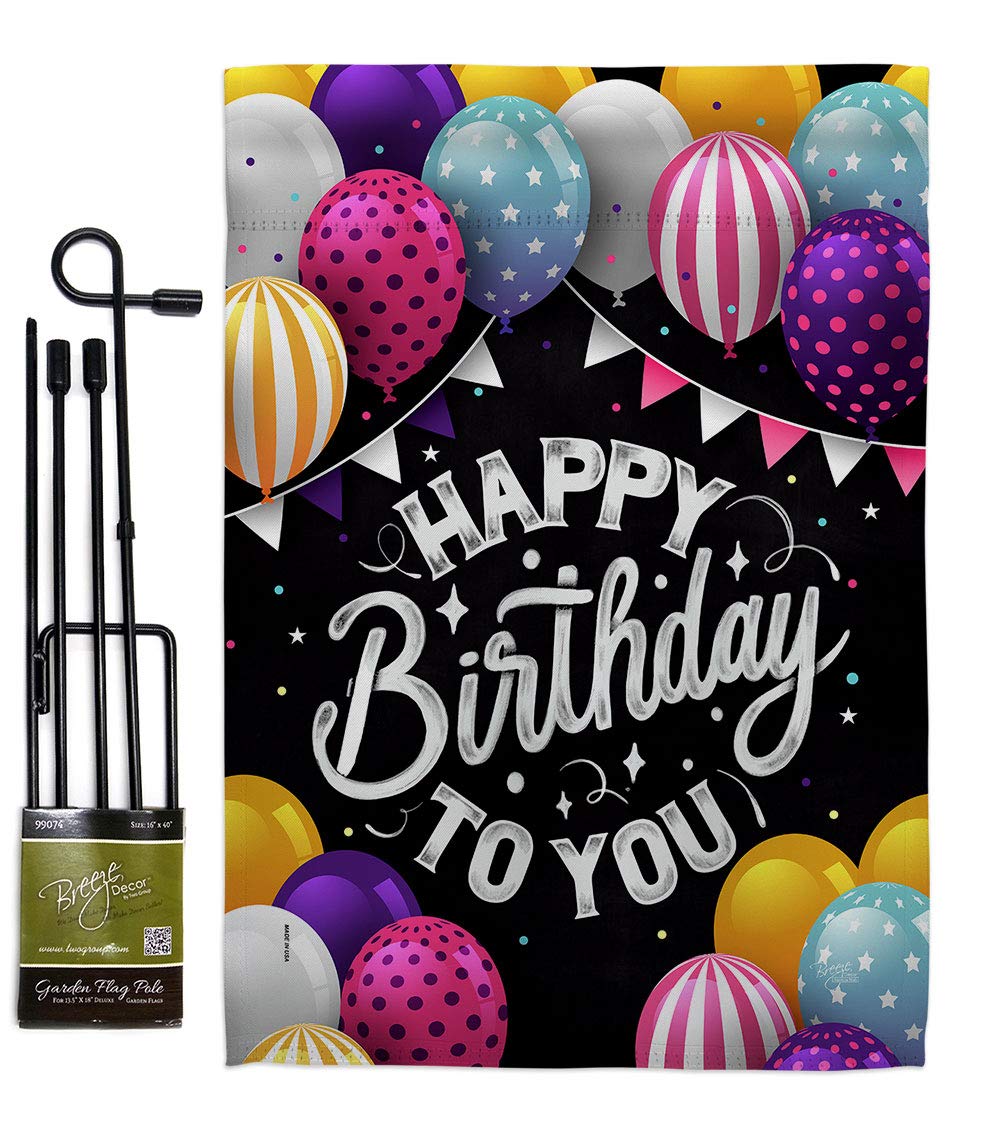 Birthday Garden Flag Set with Stand - Party Decor for Yard & Home