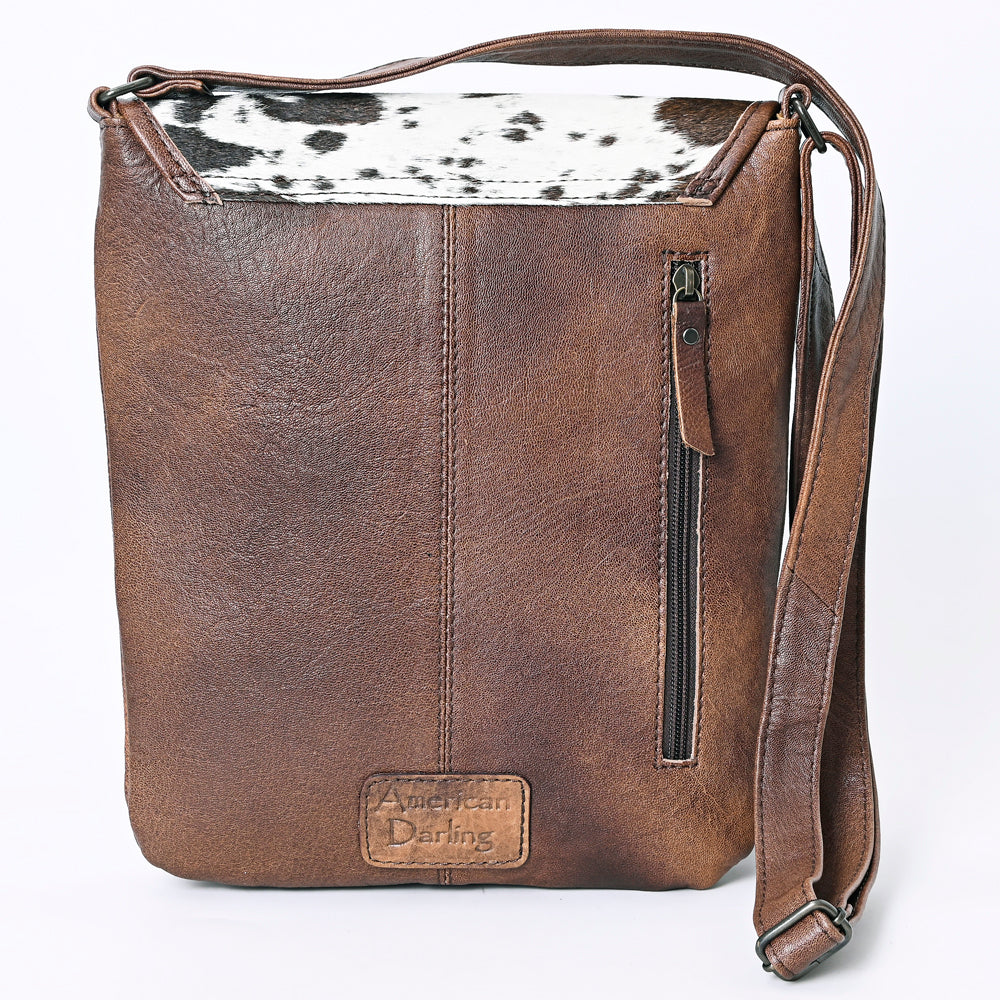 American Darling ADBG1074 Genuine Leather Women's Western Handbag - Hand Tooled Hair-On Cowhide Purse for Cowgirl Style, Rodeo Events & Country Fashion Accessories