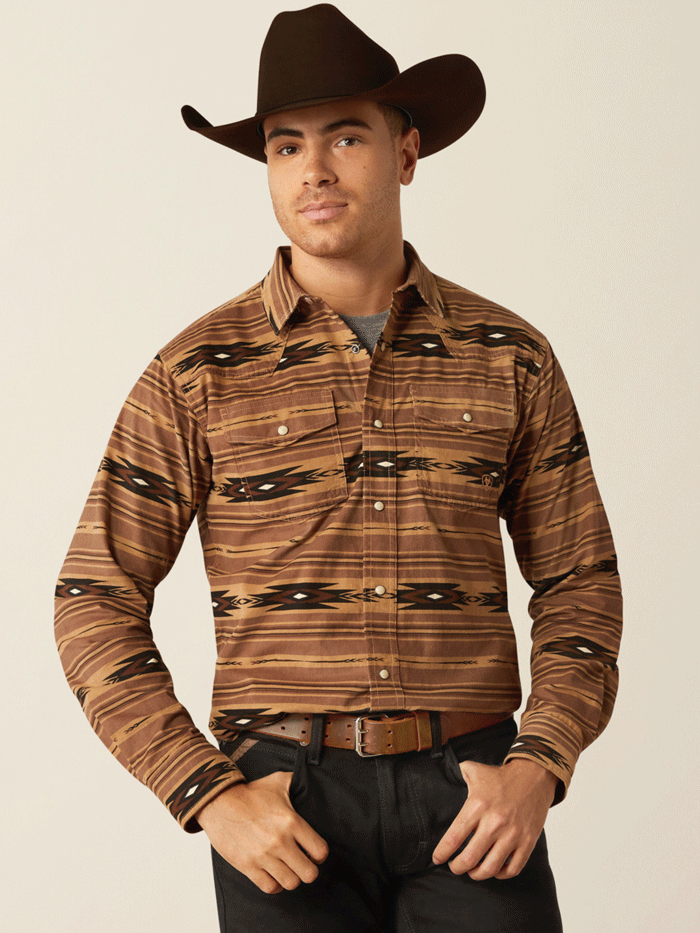 Ariat Men's Hobart Retro Fit Shirt - Pine Bark Western Plaid Work Shirt for Cowboy, Ranch & Outdoor Activities