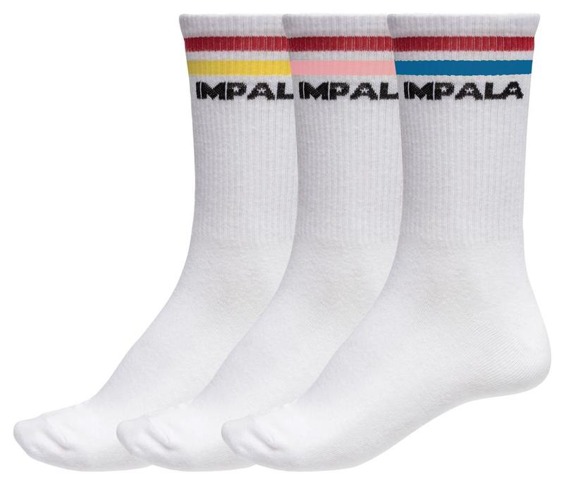 Impala Striped Socks 3-Pack for Men & Women - Soft Breathable Cotton Crew Socks - Multi Color Striped Athletic Socks for Running, Gym, Workout & Everyday Wear