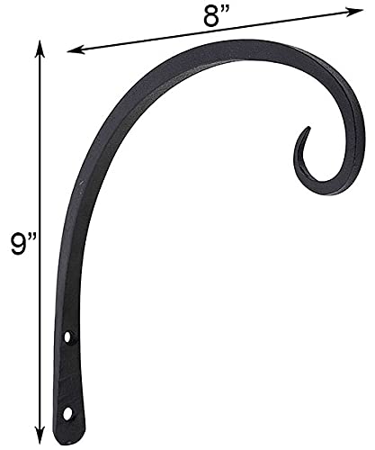 Achla Black Wrought Iron Wall Hooks - 8 Inch Downcurled Design - Set of 12 - Perfect for Hanging Coats, Hats, Keys, and Decor in Entryways, Mudrooms, and Bedrooms