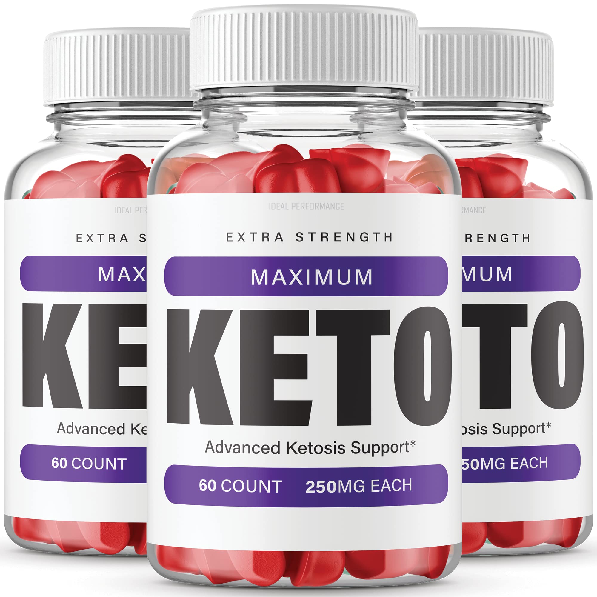 IDEAL PERFORMANCE (3 Pack) Maximum Keto Gummies - Max Strength Formula (120 Gummies) - Supports Ketosis & Weight Loss for Low Carb Dieters & Fitness Enthusiasts