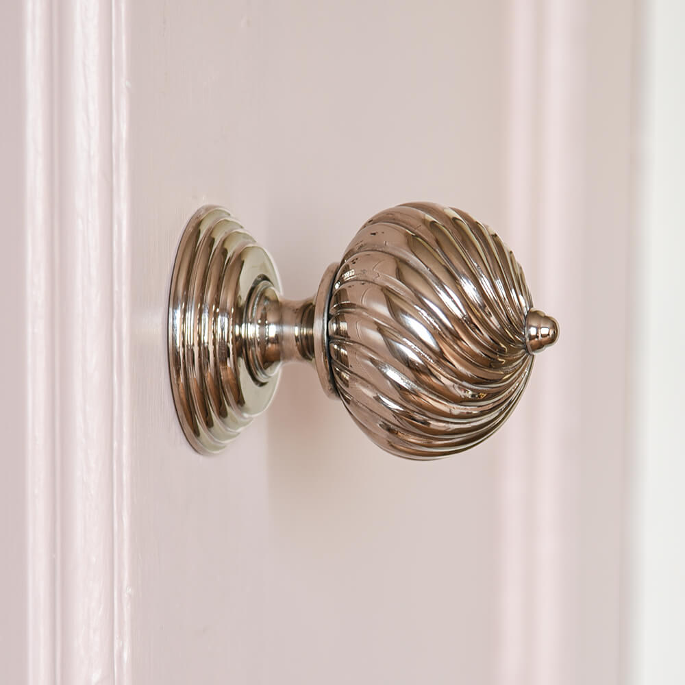 Polished Nickel Burcot Swirl Door Knobs - Elegant & Durable Hardware for Interior Doors, Bedrooms, Closets & Cabinets