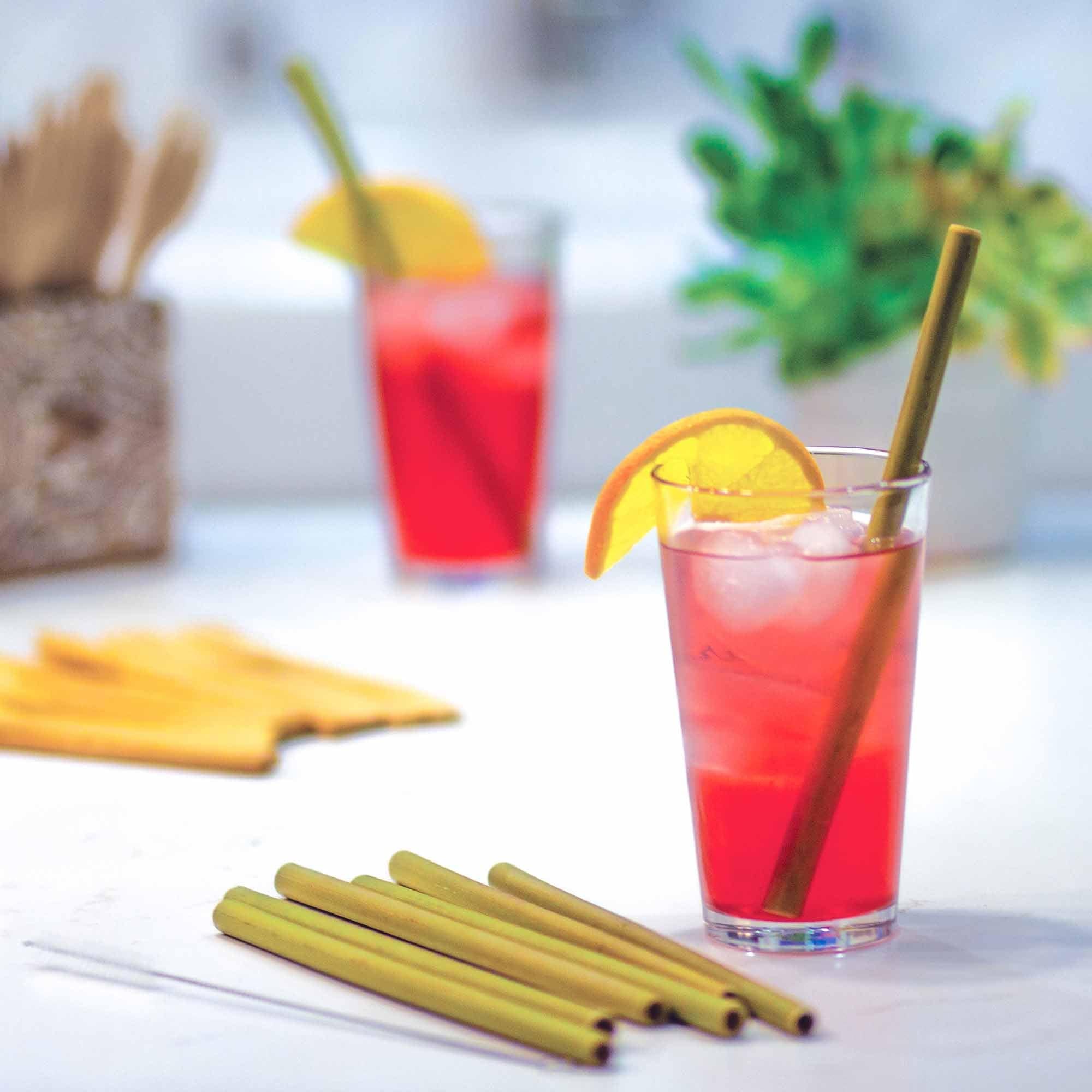 Eco-Friendly Reusable Bamboo Drinking Straws - 8 Pack Set for Smoothies, Cocktails & Iced Coffee - Sustainable & Biodegradable Alternative to Plastic Straws