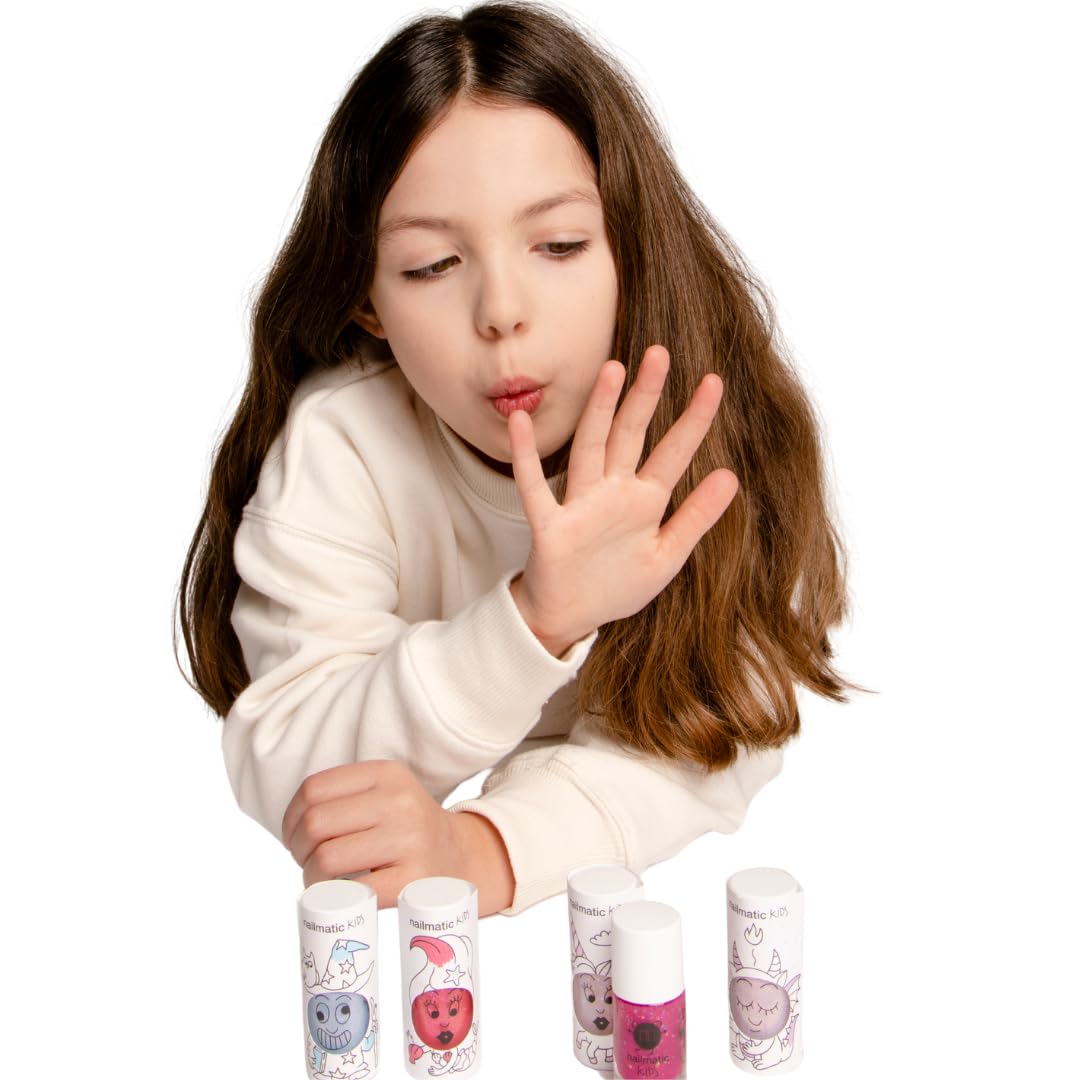 Nailmatic Kids - Non-Toxic Water-Based Natural Nail Polish Set for Children, Safe & Quick Dry (3 Colors: Neon Purple, Pink, Orange) - 0.27 Fl Oz | Perfect for Birthday Parties, Playdates & Creative Fun